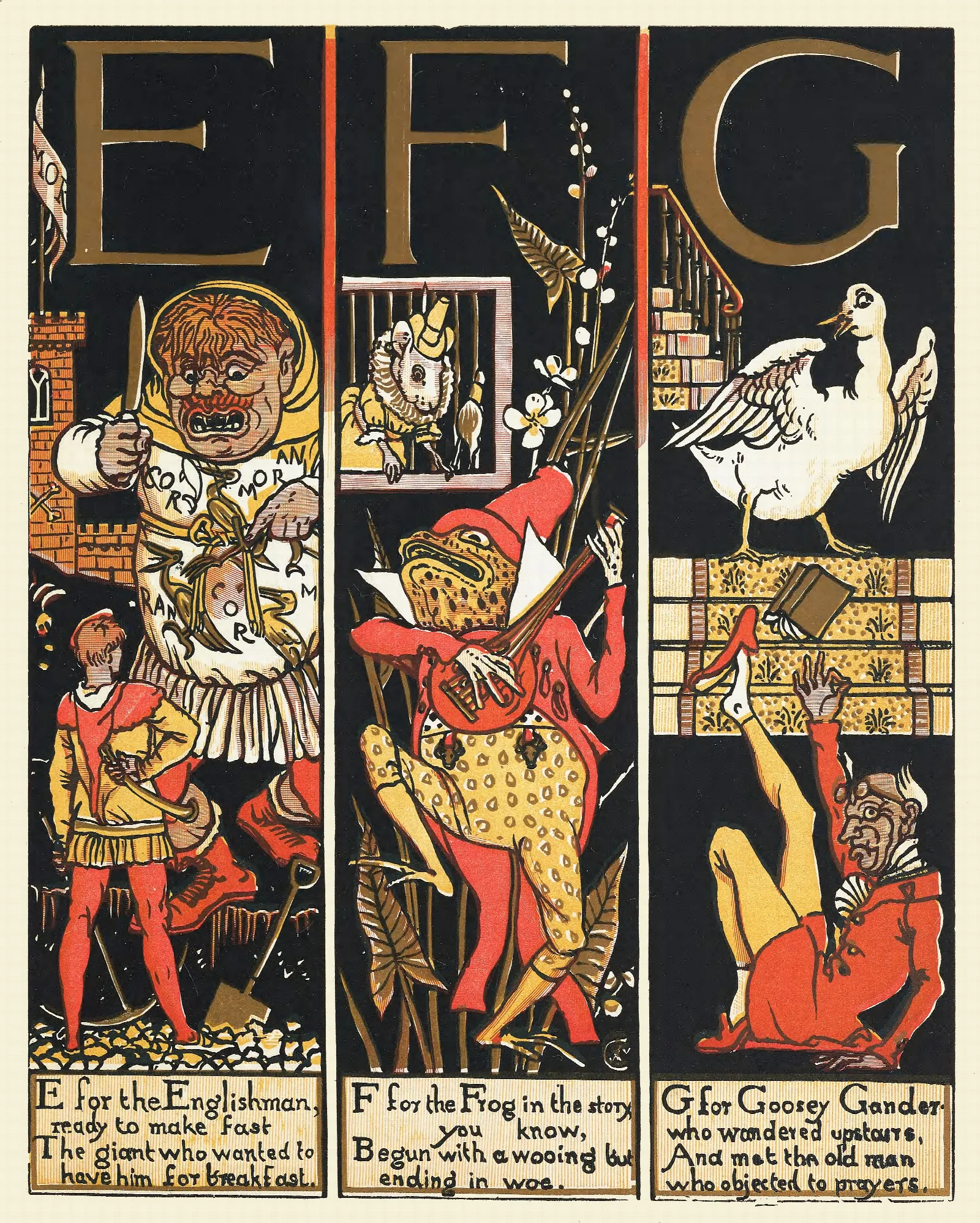 The Absurd A B C Pl 2 Wall Art by Walter Crane - Canvas Print