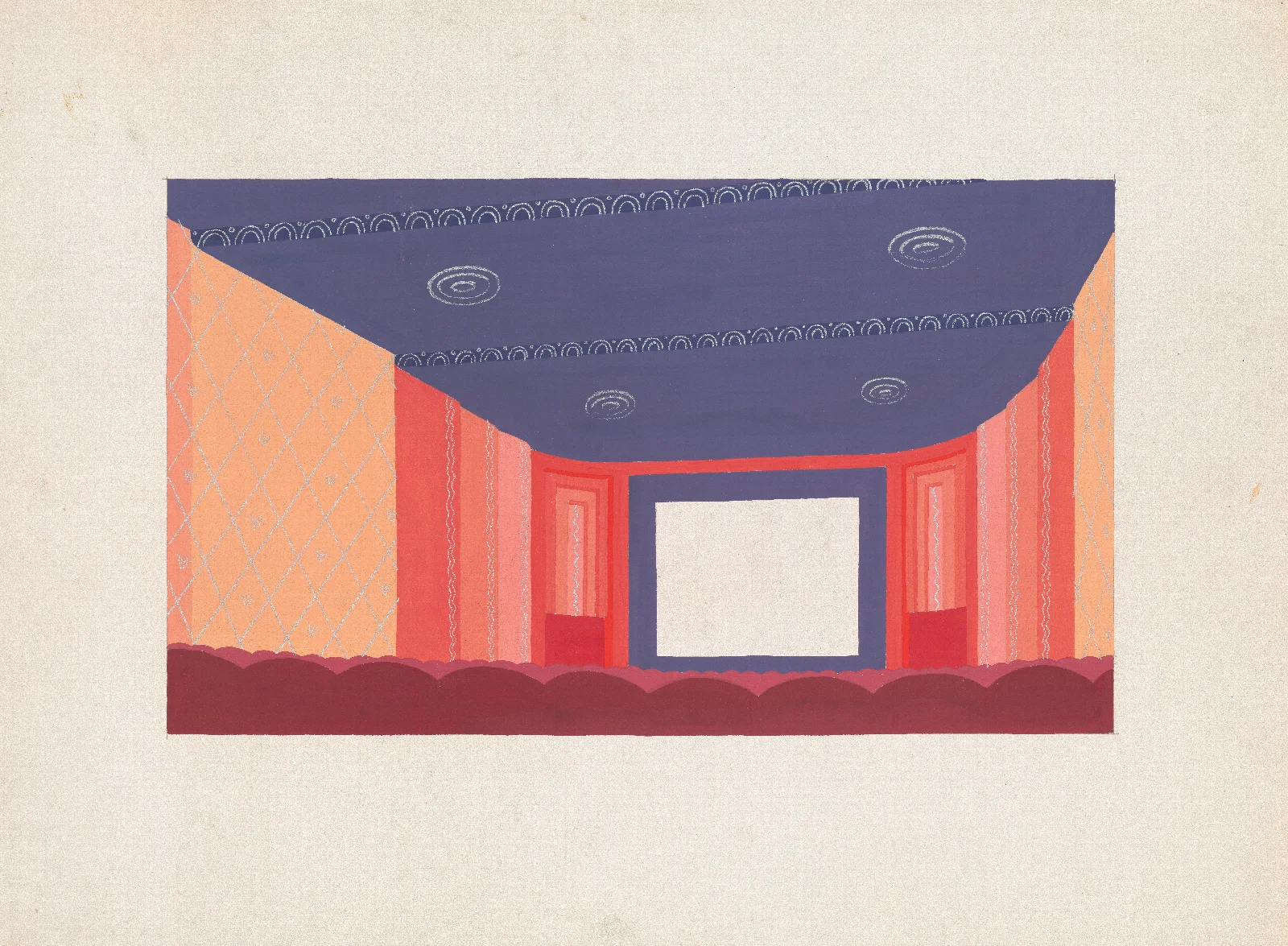 Design Proposals For Puck Theater New York Ny Interior Perspective Study Wall Art by Winold Reiss - Canvas Print