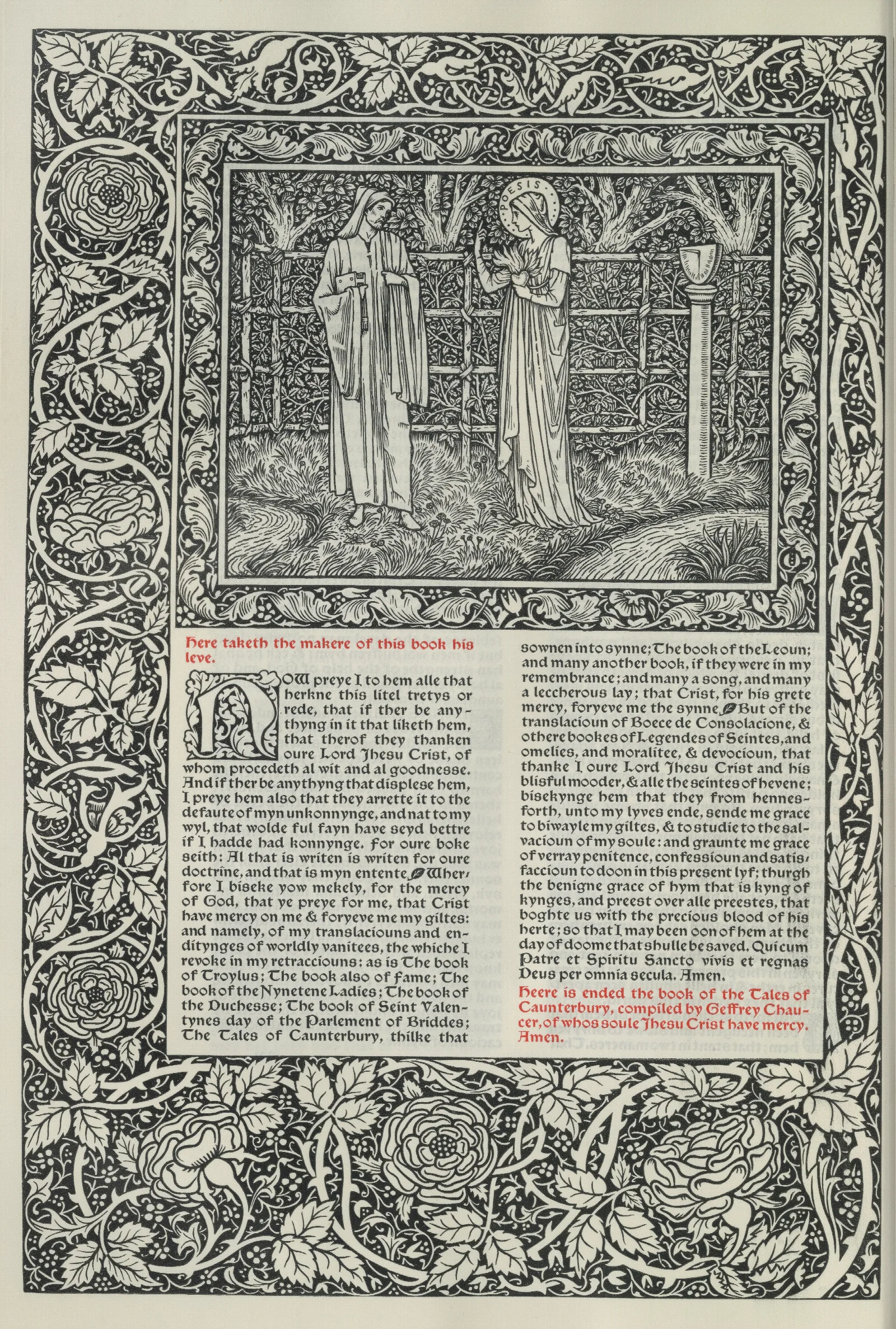 The Works Of Geoffrey Chaucer Pl 29 Wall Art by Sir Edward Coley Burne-Jones - Canvas Print