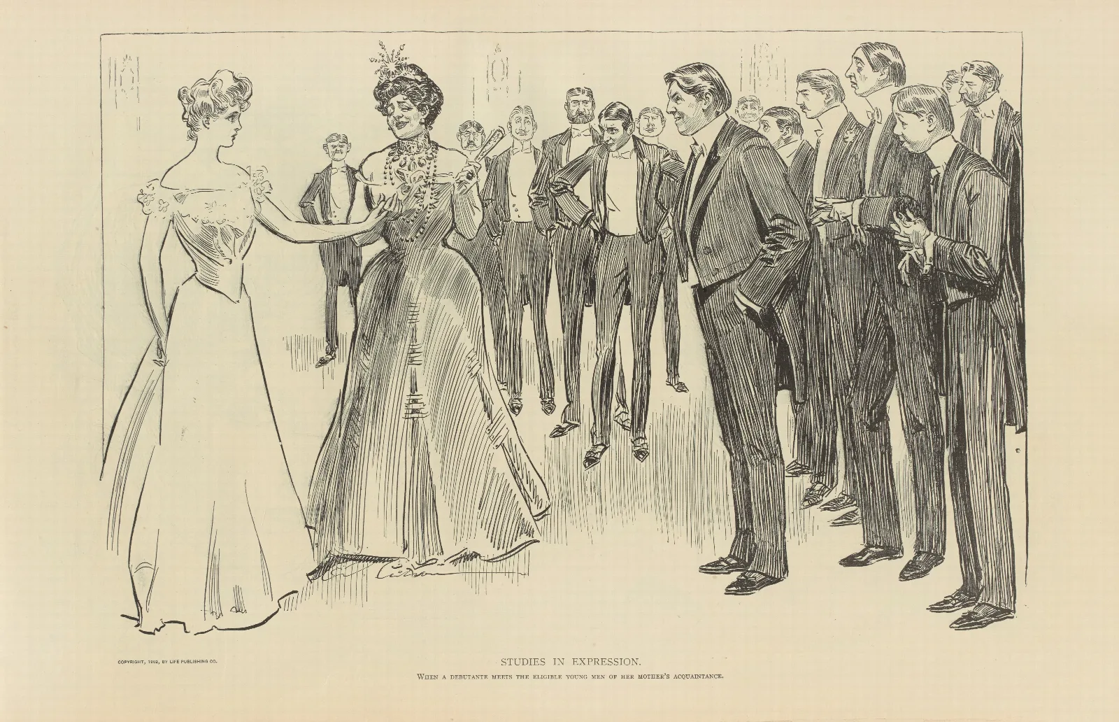 Studies In Expression When A Debutante Meets The Eligible Young Men Wall Art by Charles Dana Gibson - Canvas Print