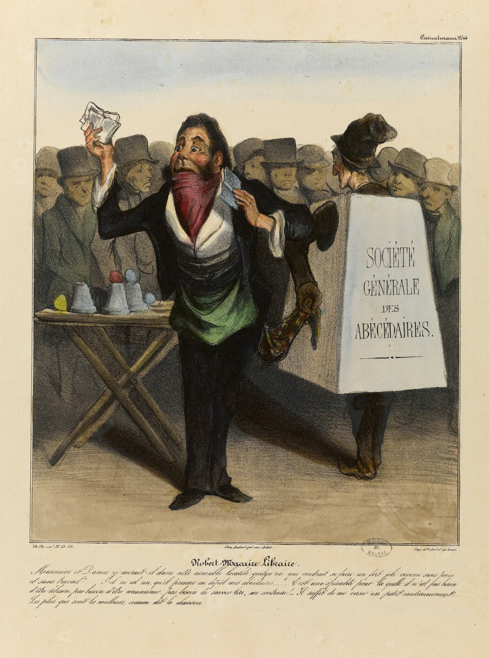 Robert Macaire Libraire Wall Art by Honoré Daumier - Canvas Print