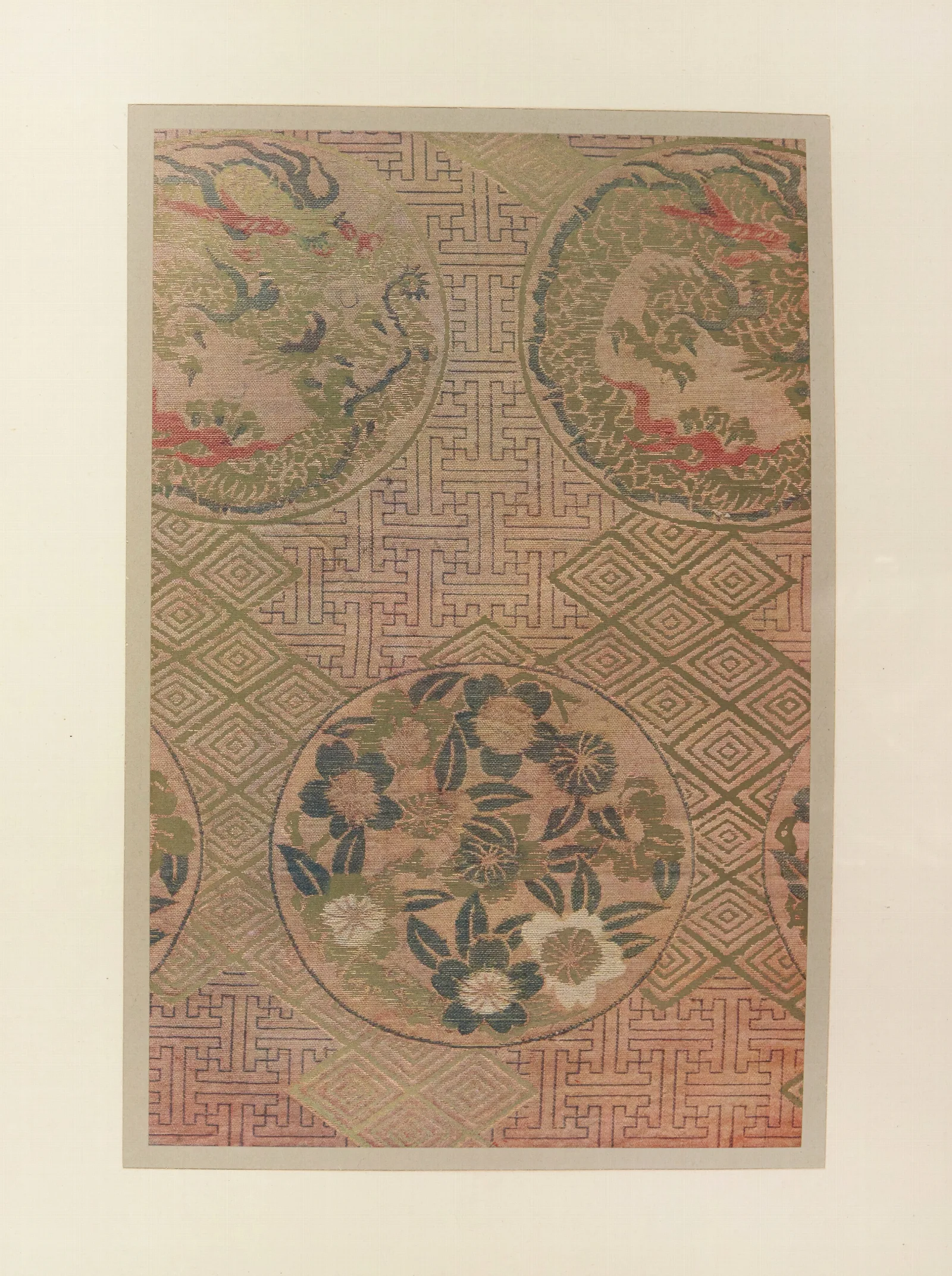 Dragon Et Fleurs Sur Fond Geometrique Wall Art by Maurice Pillard Verneuil - Canvas Print