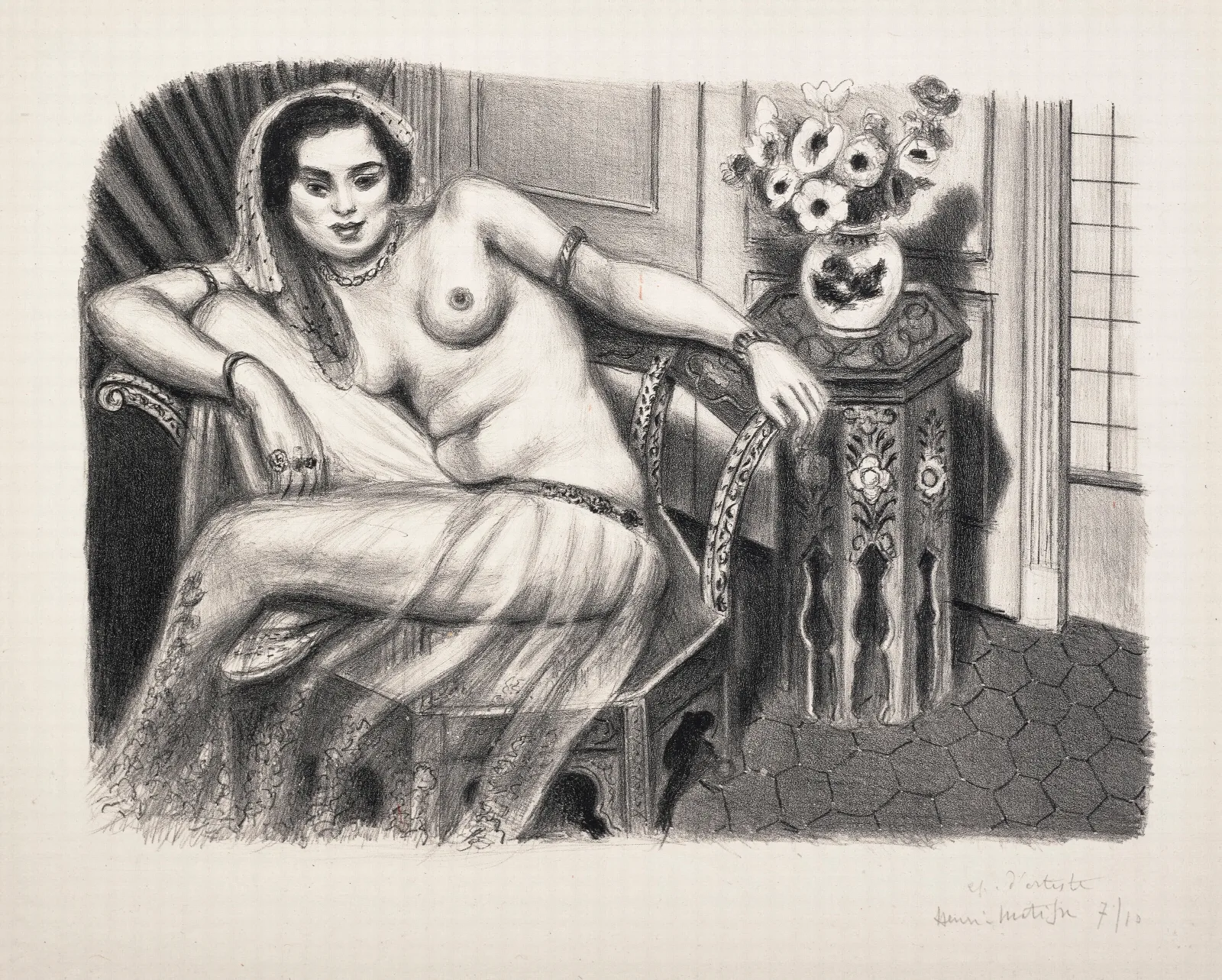 Hindoue A La Jupe De Tulle Wall Art by Henri Matisse - Canvas Print