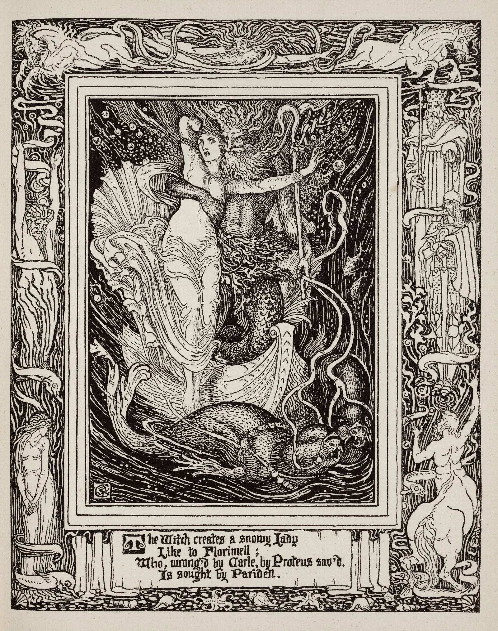 Florimell Saved By Proteus Wall Art by Walter Crane - Canvas Print