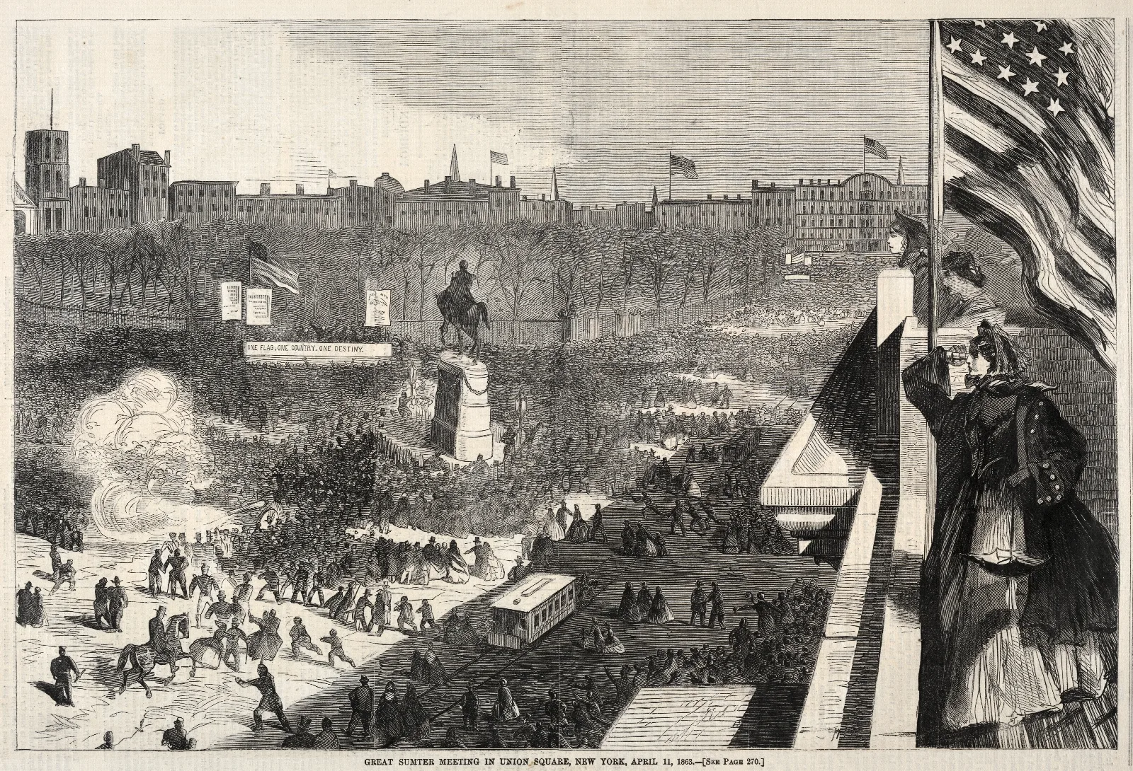 Great Sumter Meeting In Union Square New York April 11 1863 Wall Art by Winslow Homer - Canvas Print