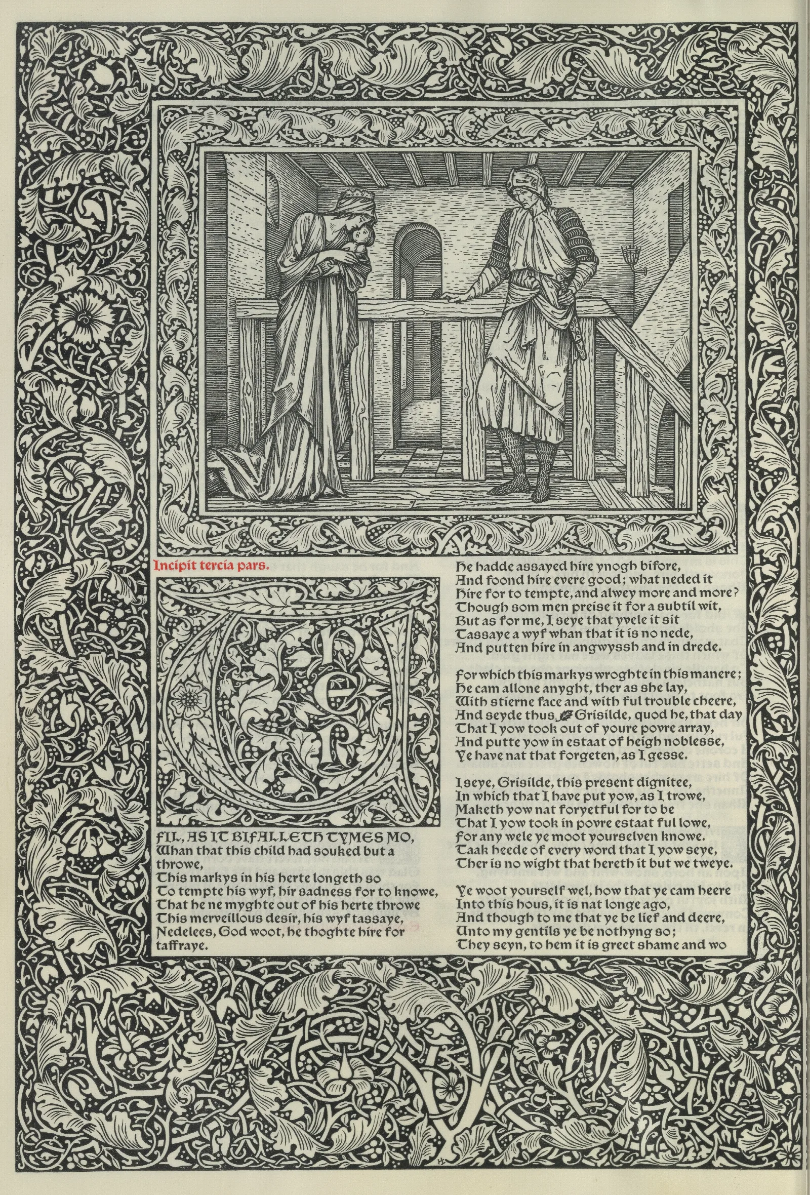 The Works Of Geoffrey Chaucer Pl 17 Wall Art by Sir Edward Coley Burne-Jones - Canvas Print