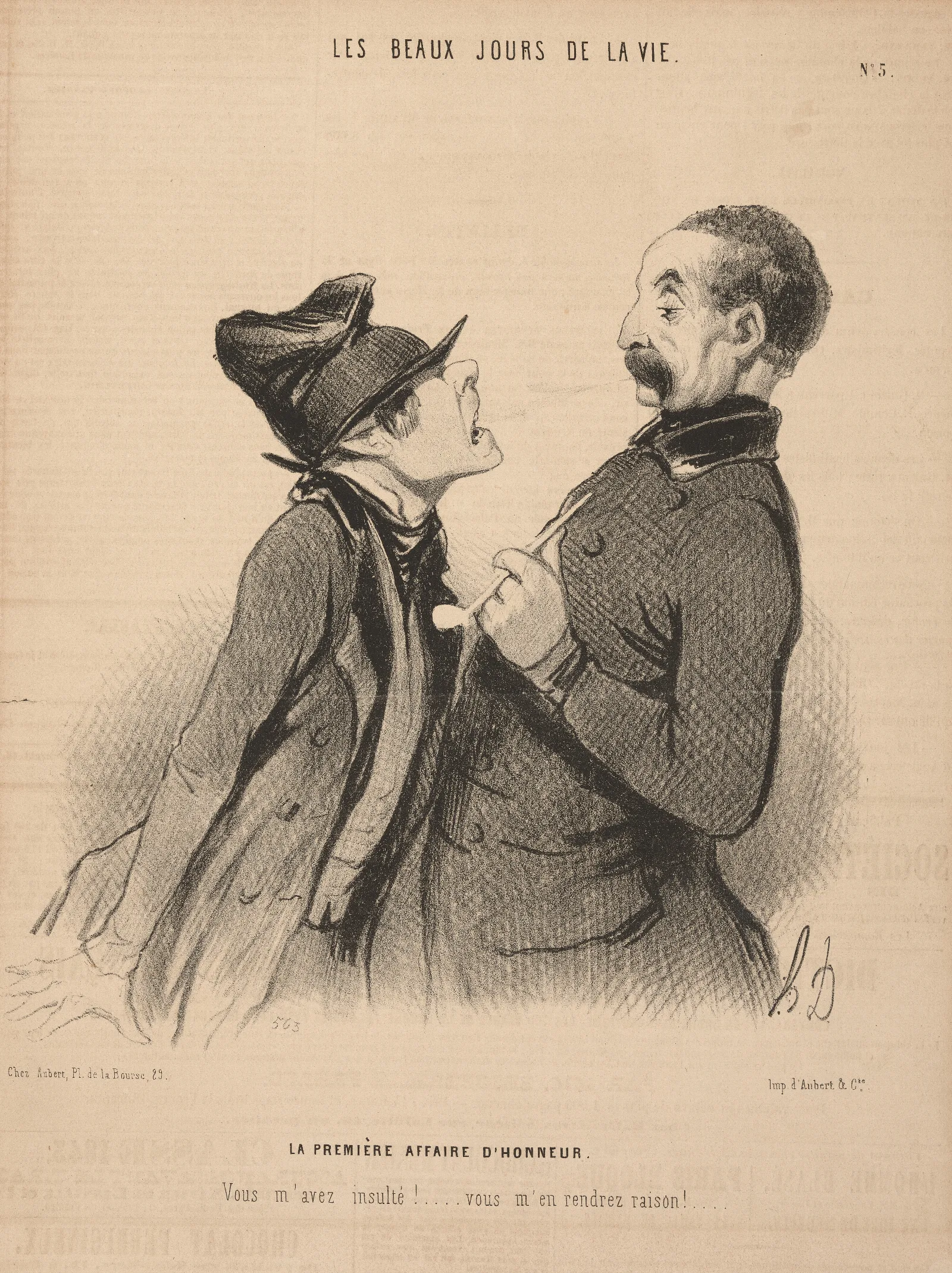 The First Case Of Honor 1844 Wall Art by Honoré Daumier - Canvas Print