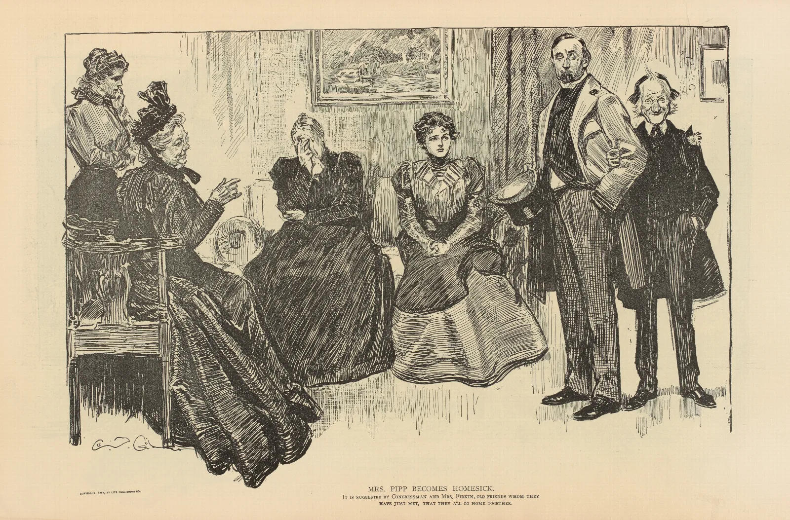 Mrs Pipp Becomes Homesick Wall Art by Charles Dana Gibson - Canvas Print