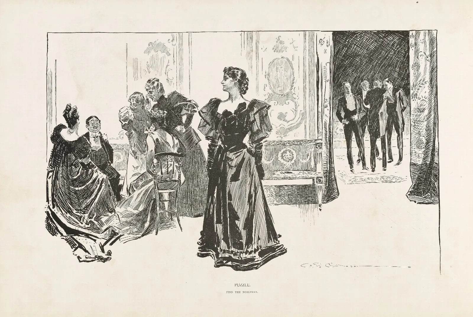 Puzzle Find The Nobleman Wall Art by Charles Dana Gibson - Canvas Print
