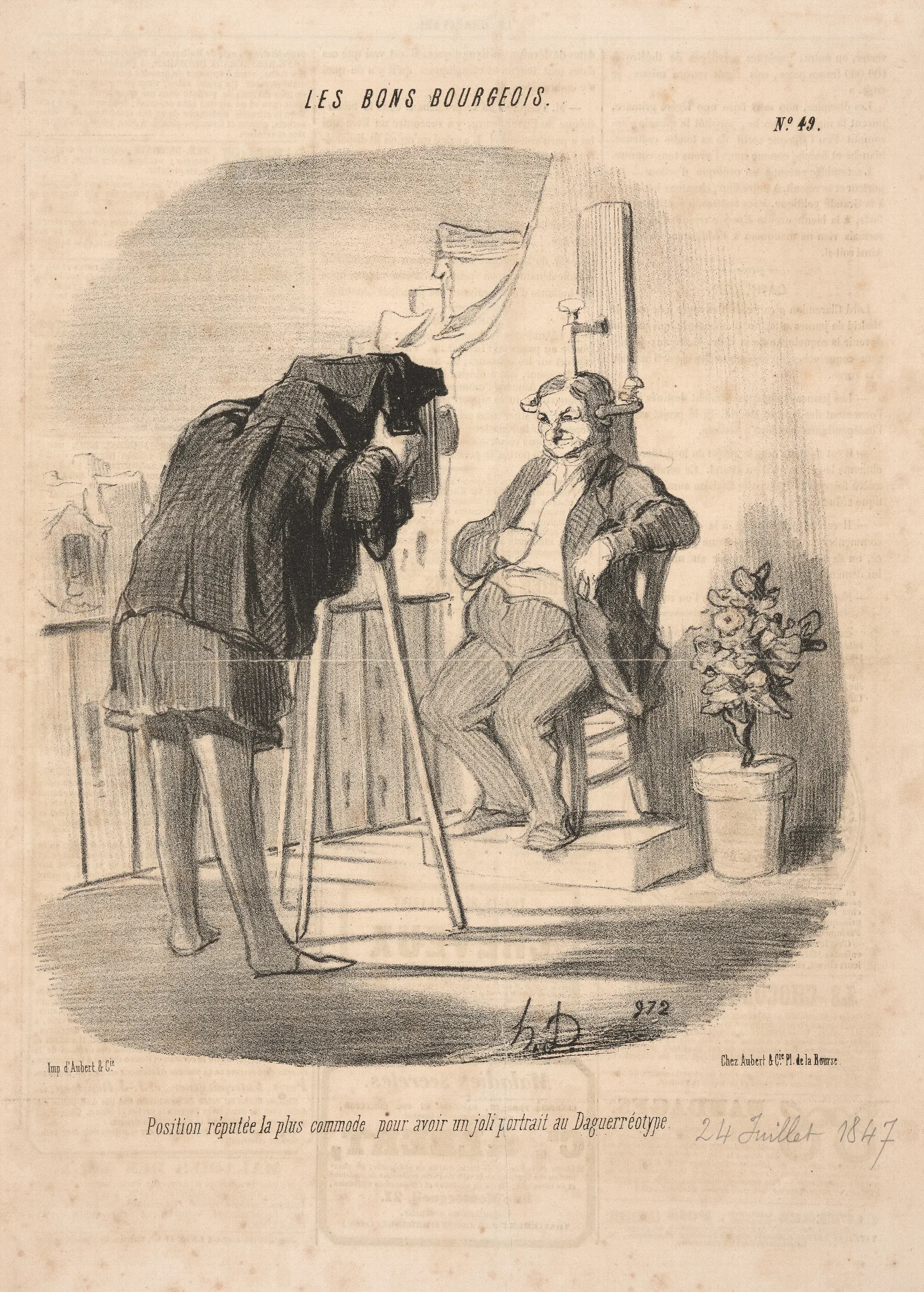 The Good Bourgeouis Position Deemed Most Convenient For A Nice Portrait In Daguerreotype Wall Art by Honoré Daumier - Canvas Print
