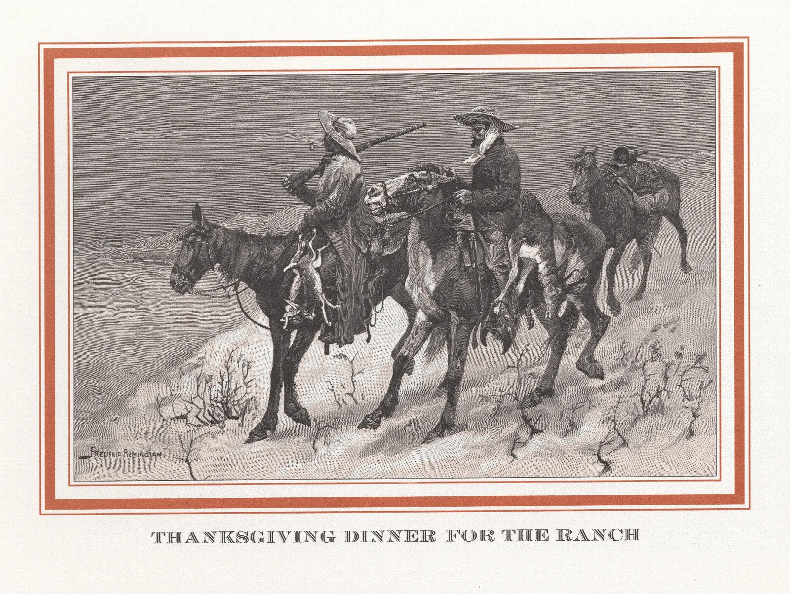 Thanksgiving Dinner For The Ranch Wall Art by Frederic Remington - Canvas Print