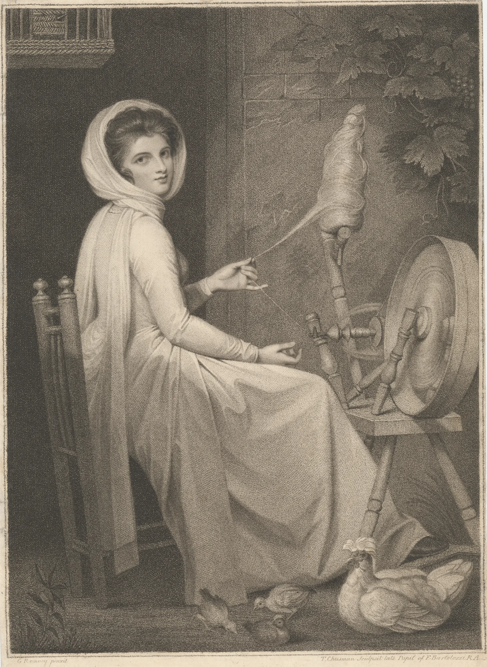 Lady Hamilton As The Spinster Wall Art by George Romney - Canvas Print