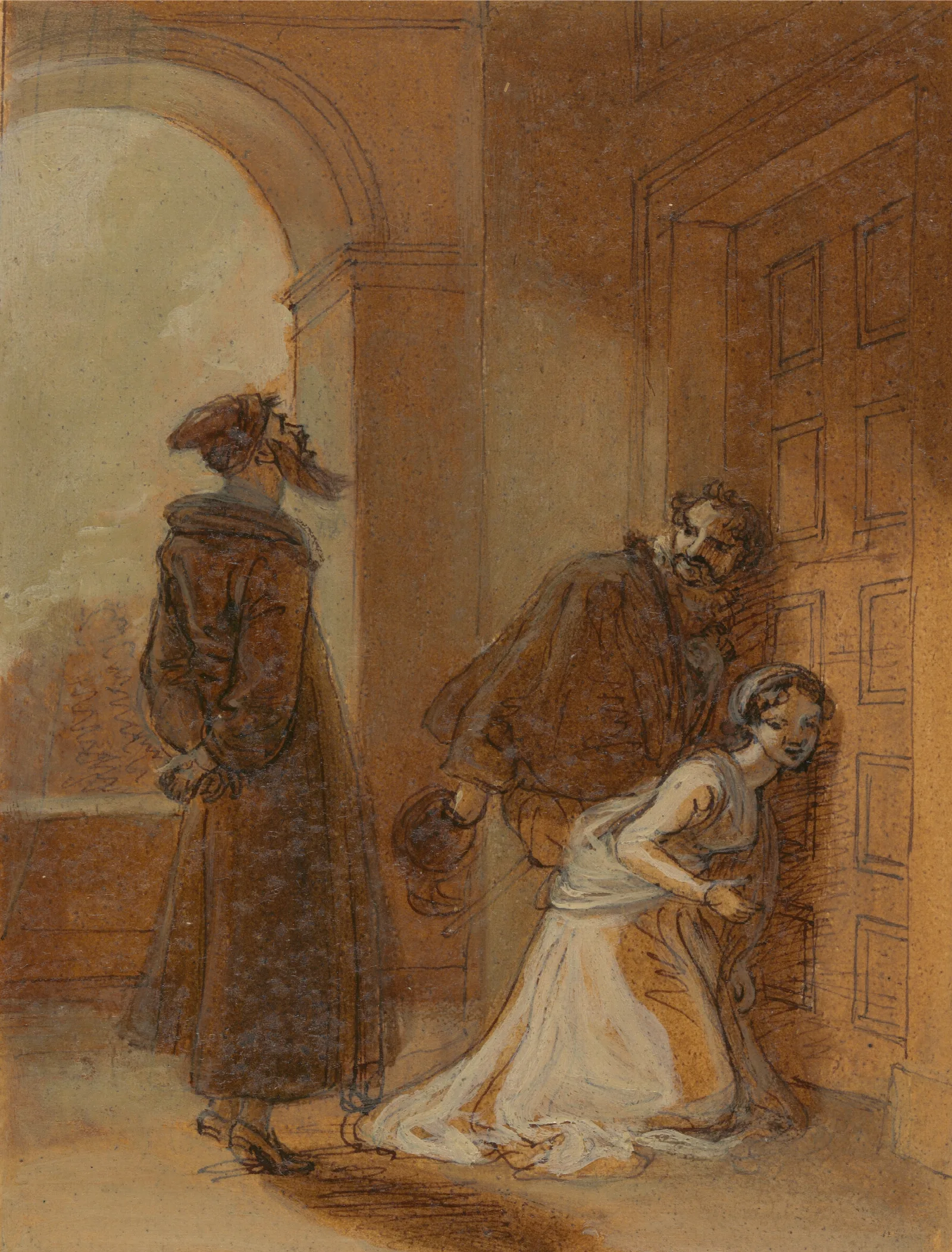Feste As Sir Topas Addressing Malvolio Wall Art by Robert Smirke - Canvas Print