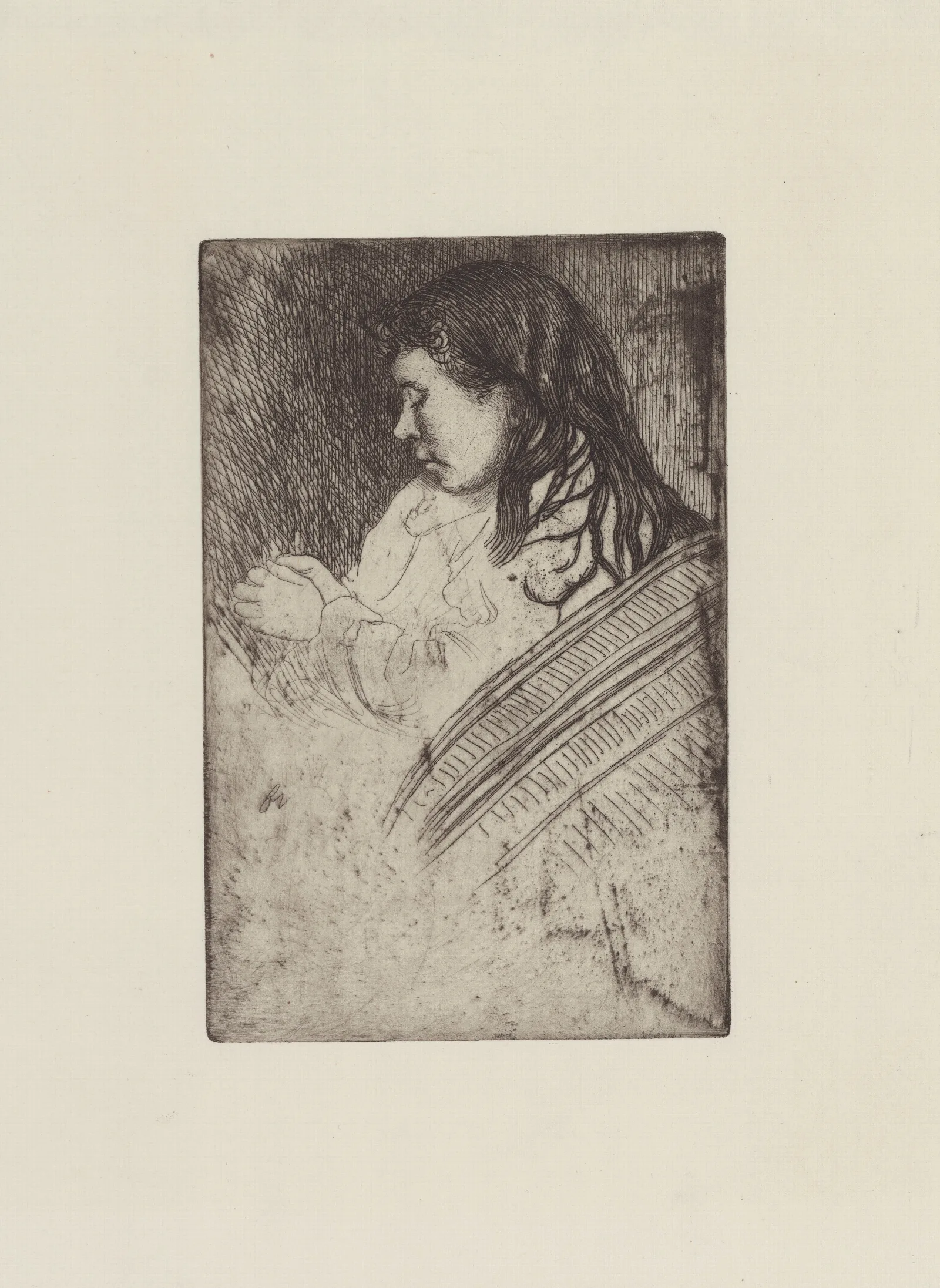Jeune Fille Aux Mains Jointes Wall Art by Félix Vallotton - Canvas Print