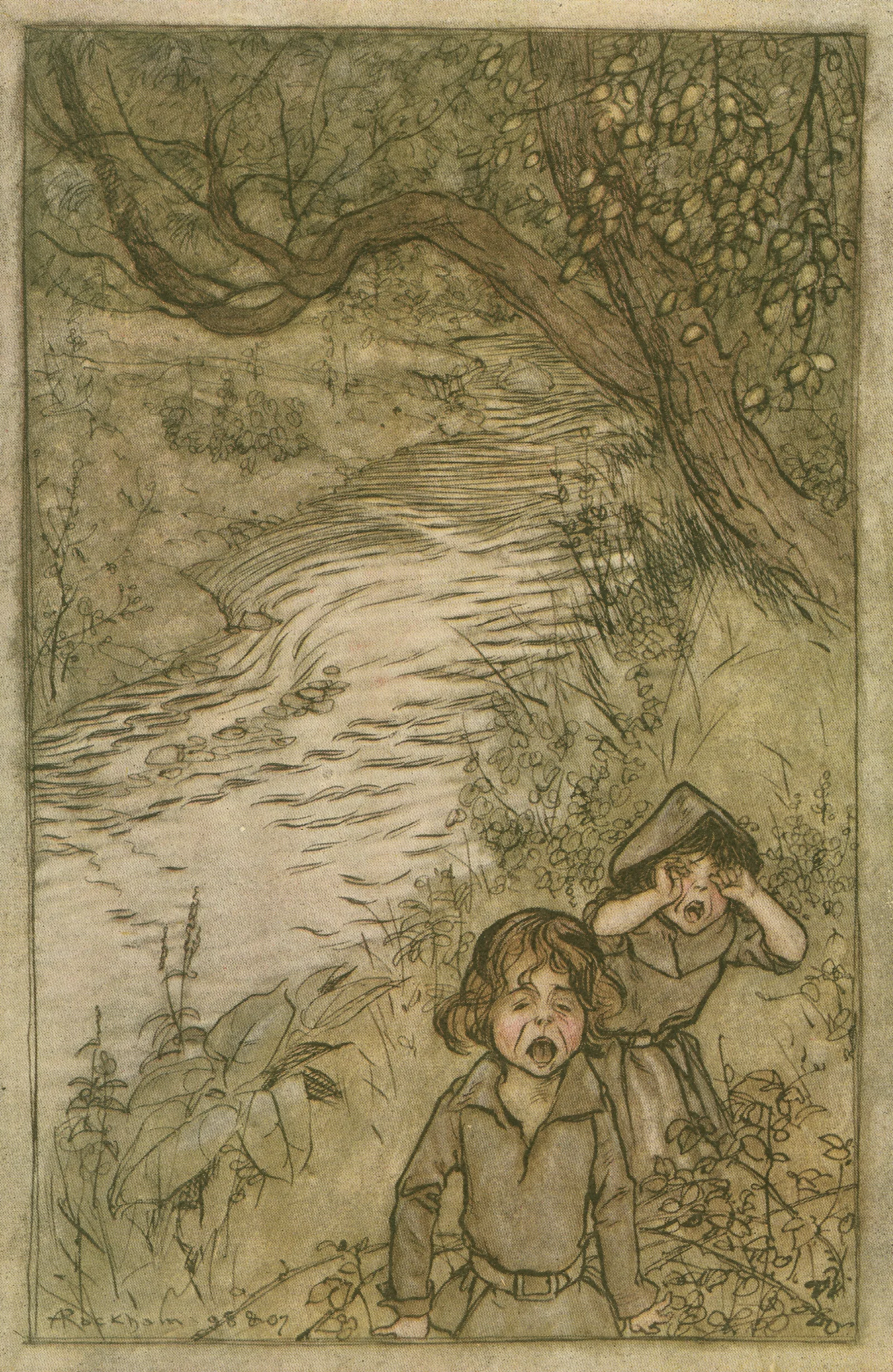 Wandering About And Boo Hoo Ing Wall Art by Arthur Rackham - Canvas Print
