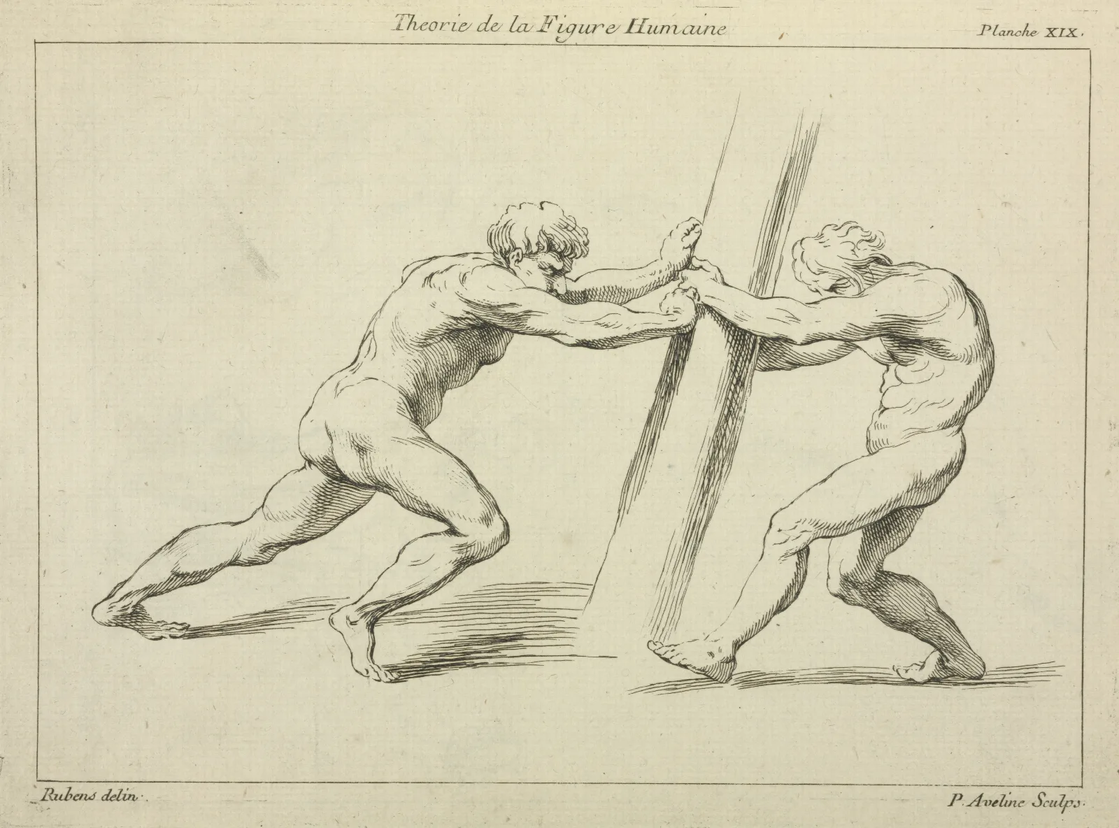 Two Figures Straining Against A Post Wall Art by Peter Paul Rubens - Canvas Print