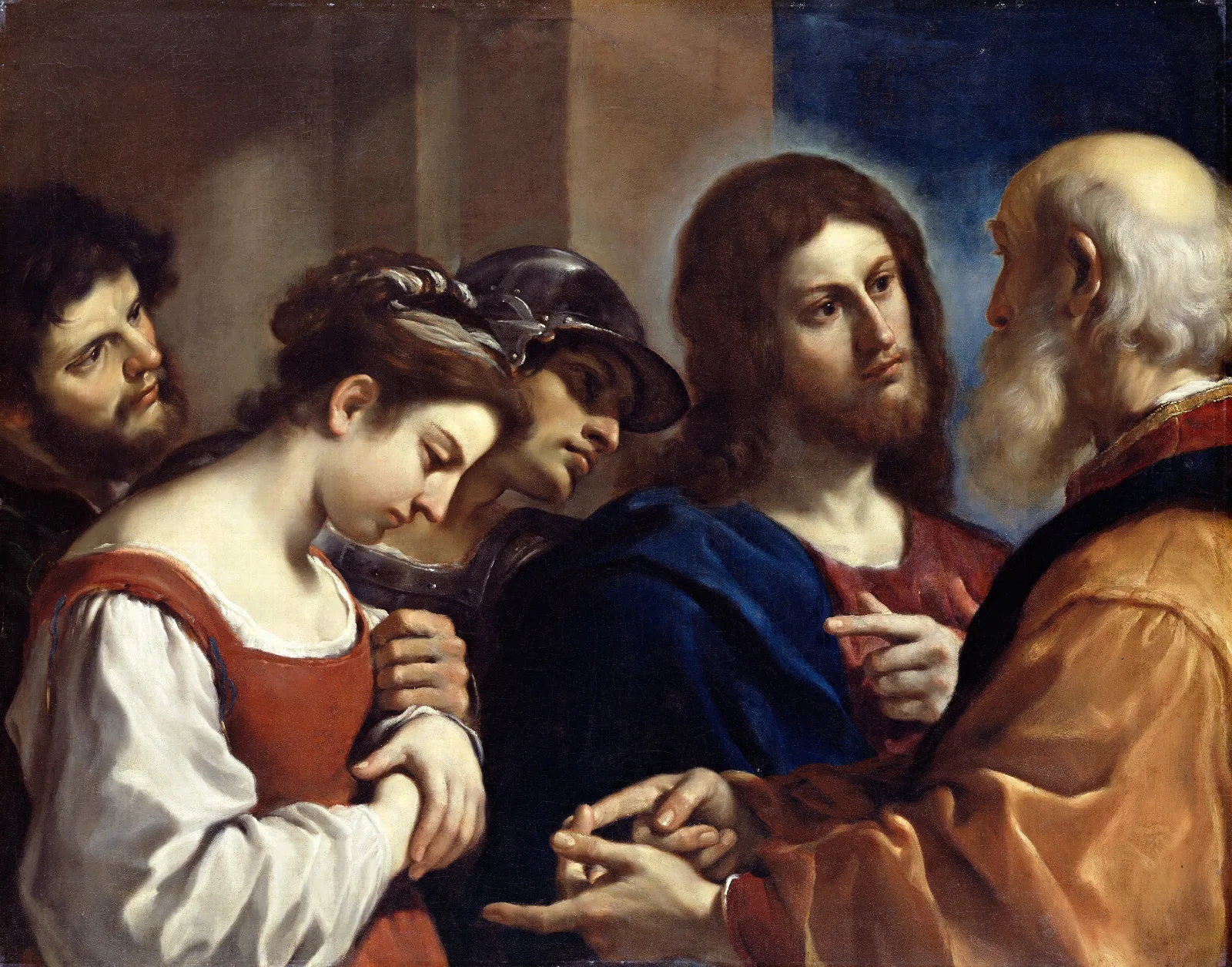 The Woman Taken In Adultery 2 Wall Art by Guercino - Canvas Print