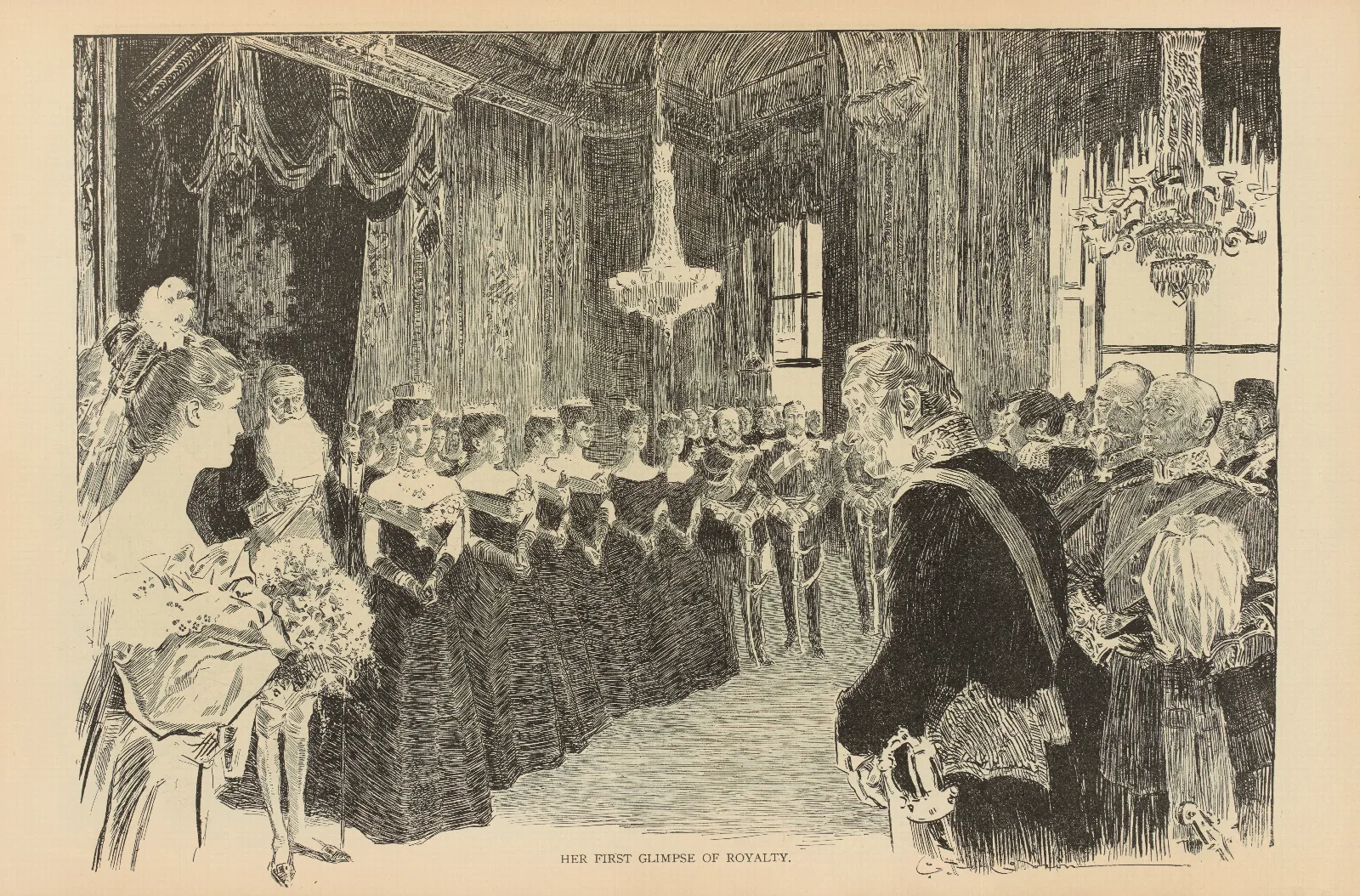 Her First Glimpse Of Royalty 2 Wall Art by Charles Dana Gibson - Canvas Print