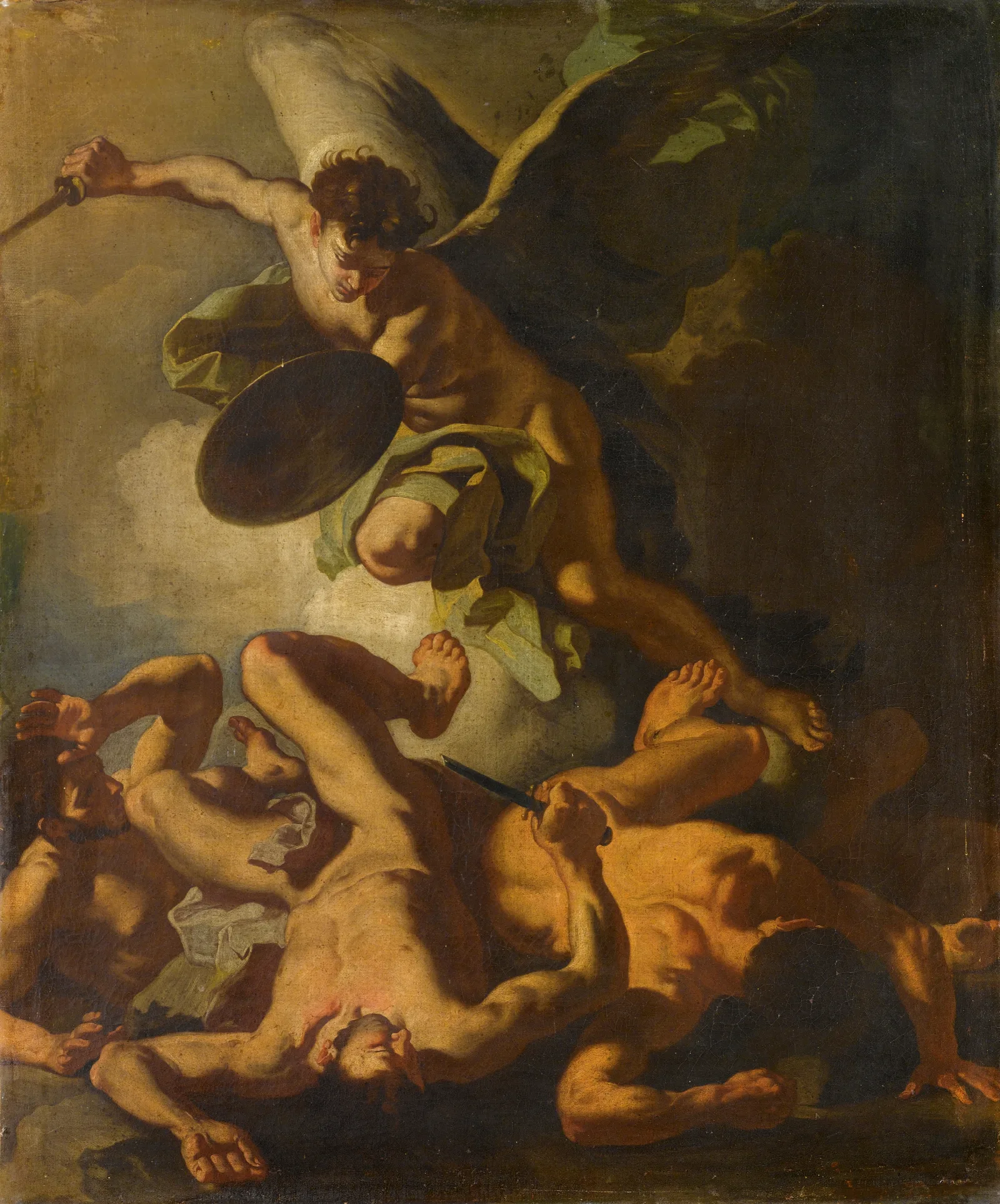 Saint Michael Expelling The Rebel Angels Wall Art by Francesco Solimena - Canvas Print