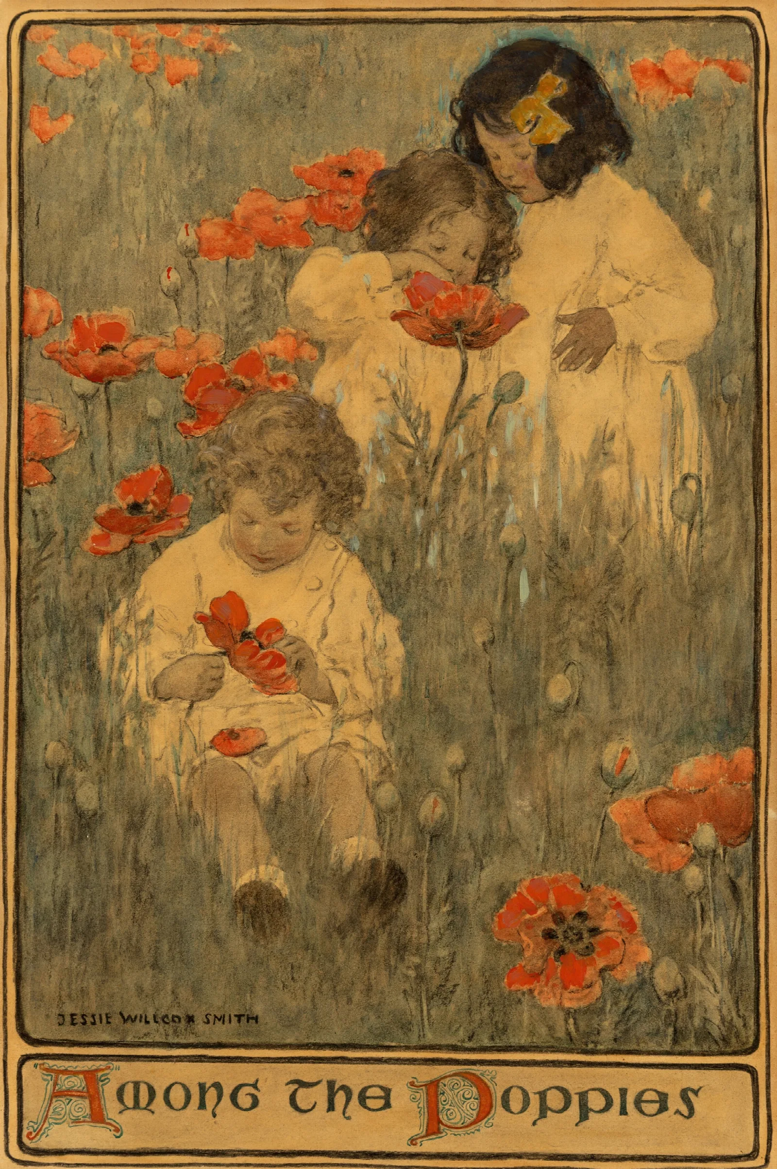 Among The Poppies The Child In A Garden Wall Art by Jessie Willcox Smith - Canvas Print