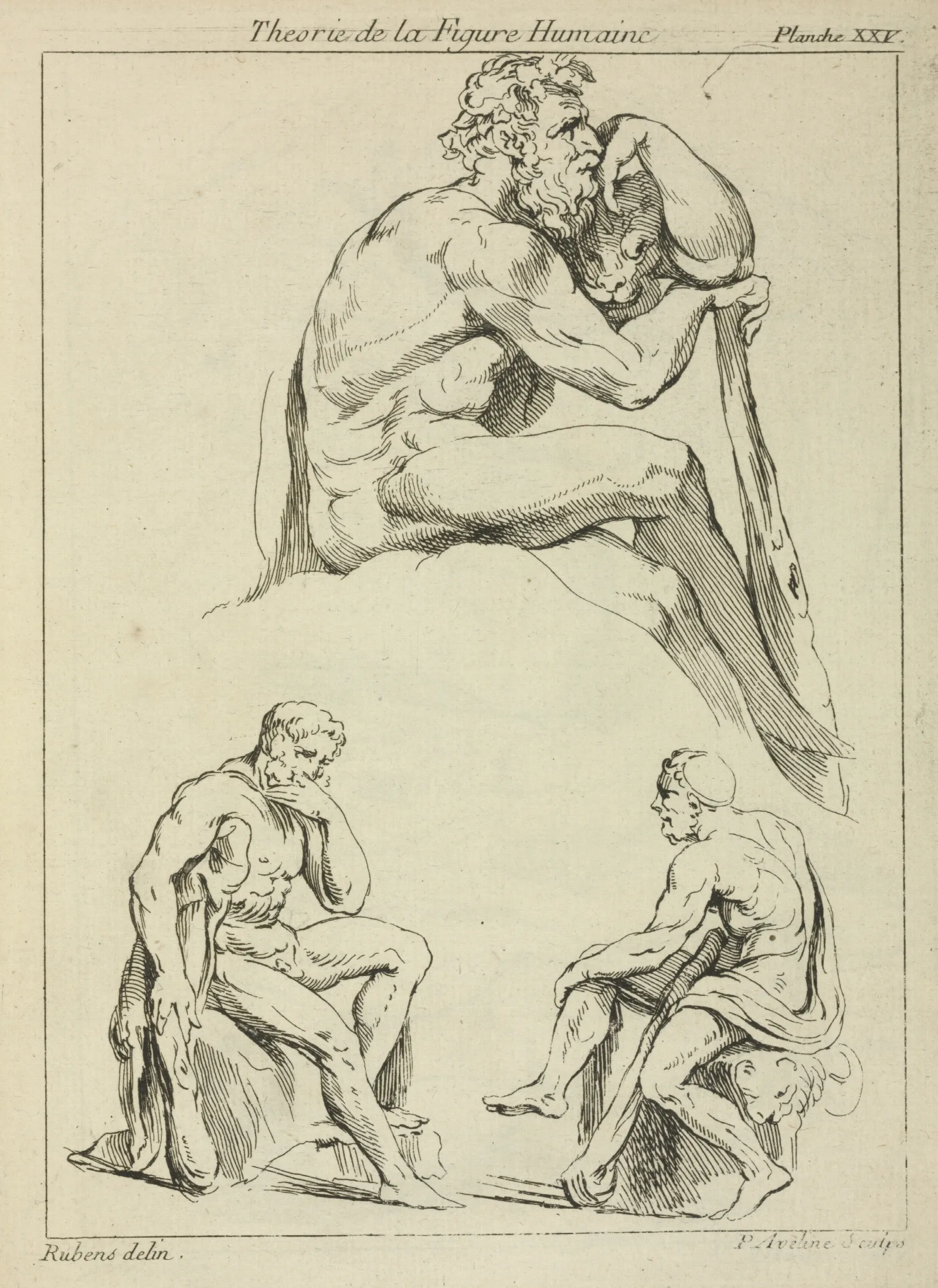 Three Studies Of Seated Male Figures Wall Art by Peter Paul Rubens - Canvas Print