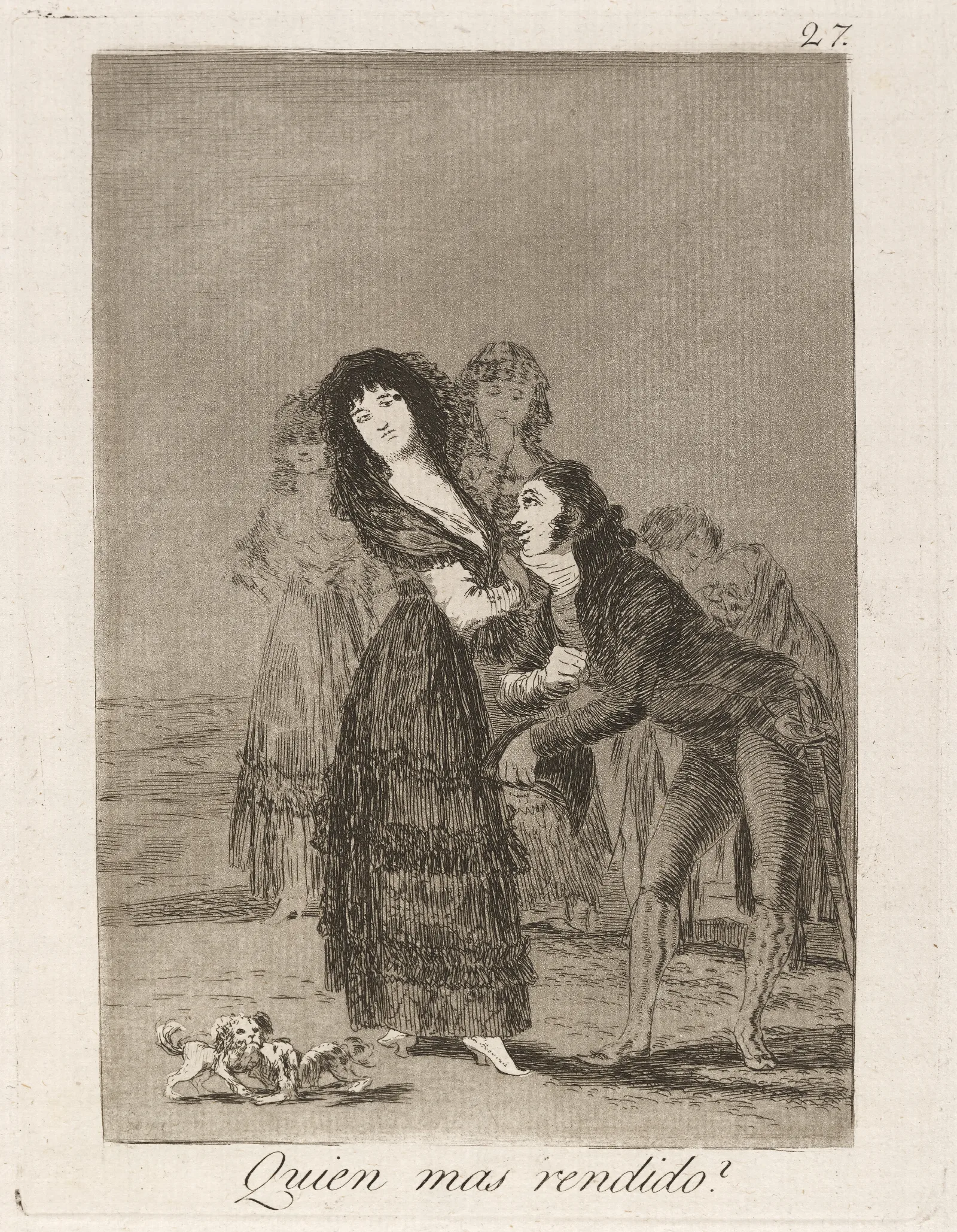 Quien Mas Rendido Which Of Them Is The More Overcome Wall Art by Francisco de Goya - Canvas Print