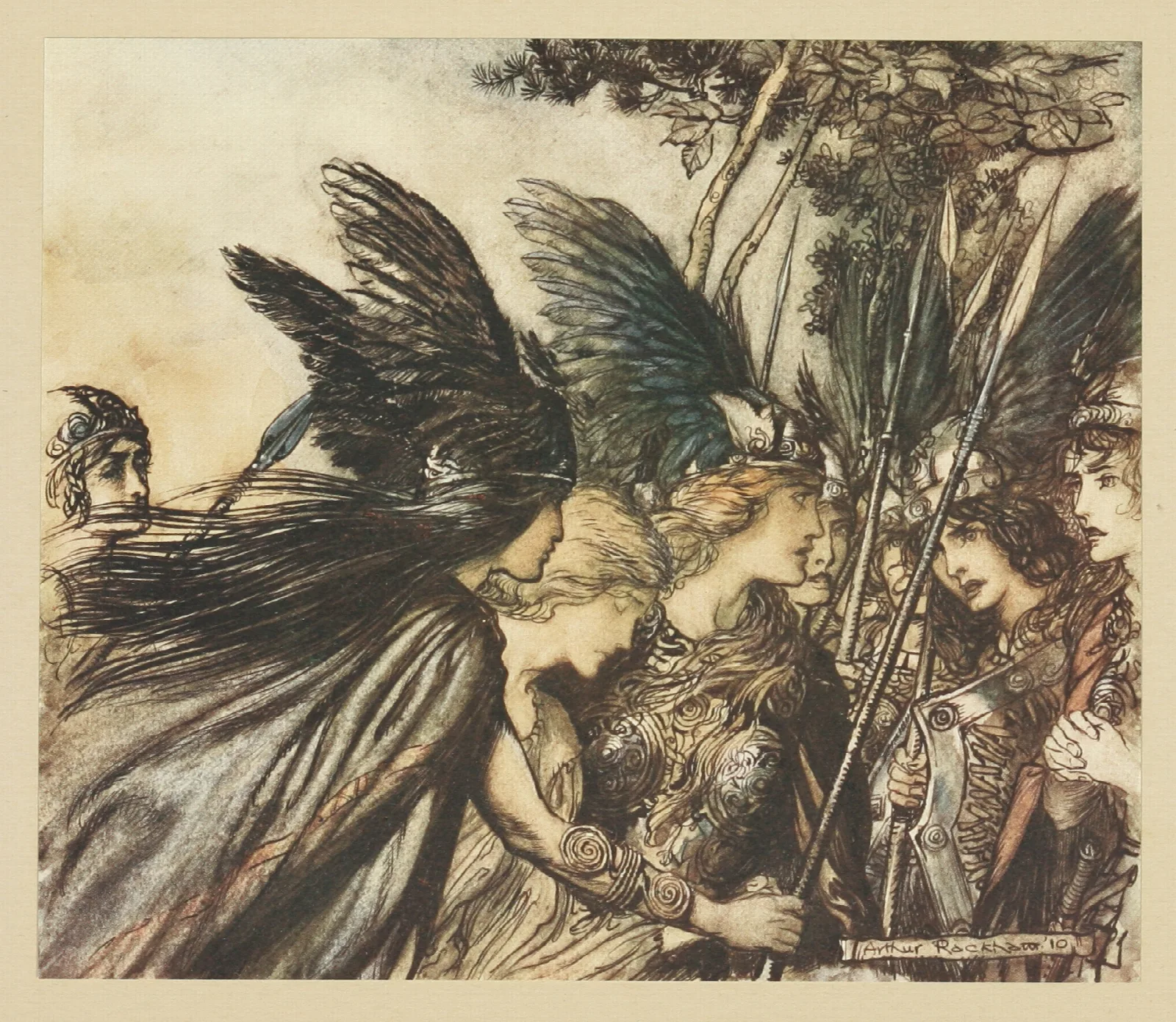 I Flee For The First Time And Am Pursued Warfather Follows Close Wall Art by Arthur Rackham - Canvas Print