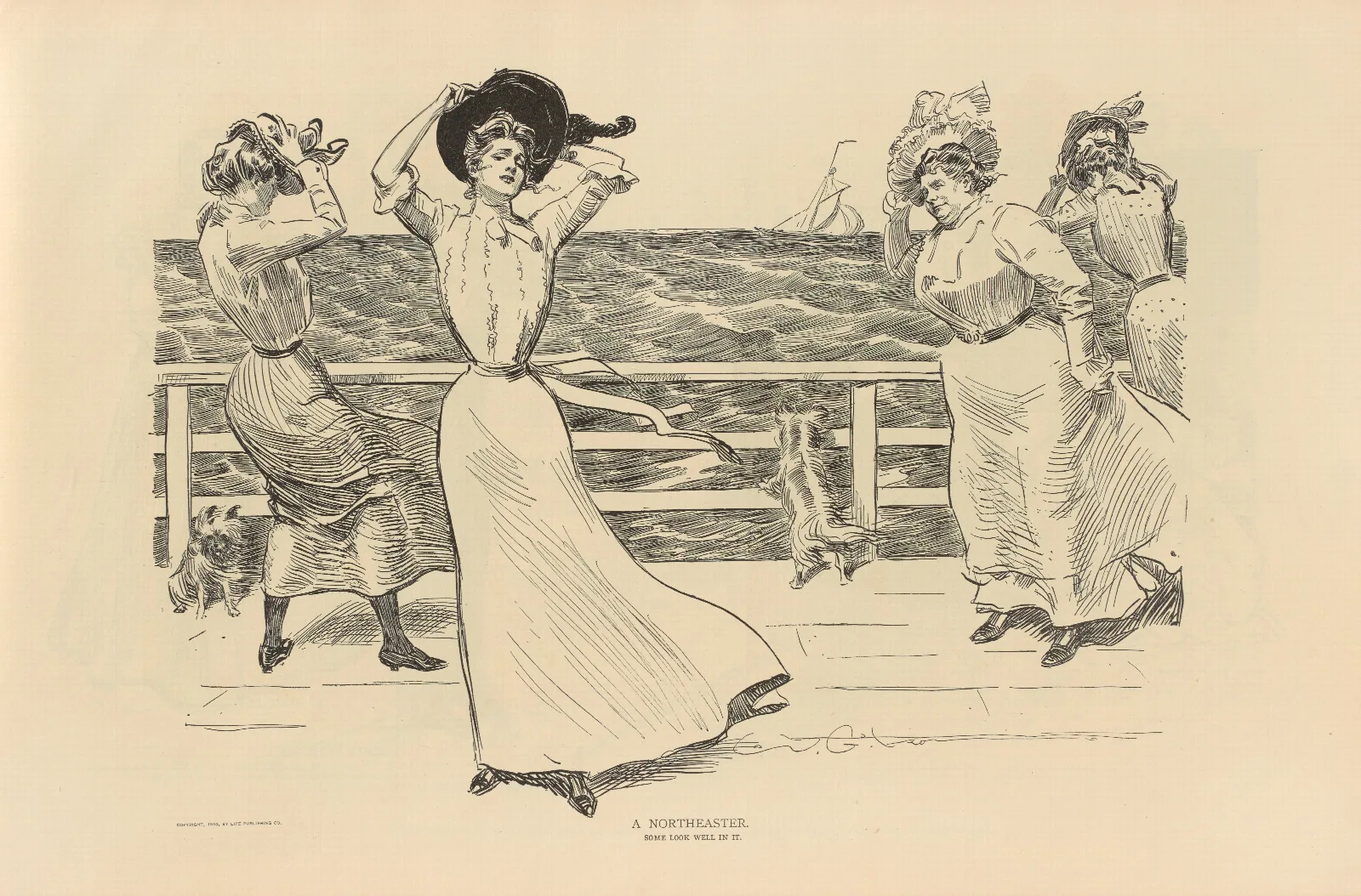 A Northeaster 2 Wall Art by Charles Dana Gibson - Canvas Print