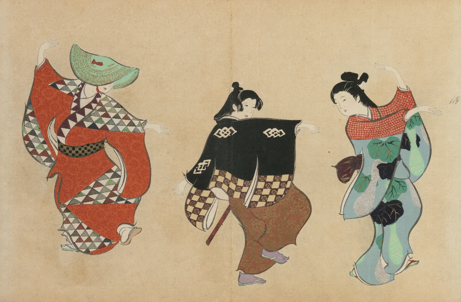 Dancing Odori Wall Art by Kamisaka Sekka - Canvas Print