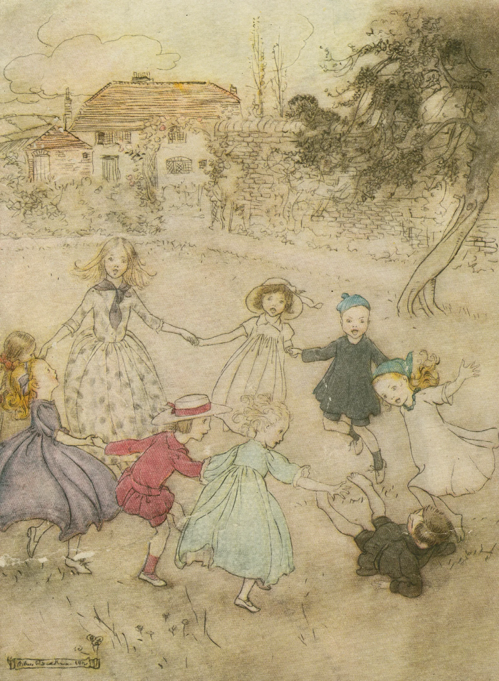 Ring A Ring O Roses Wall Art by Arthur Rackham - Canvas Print