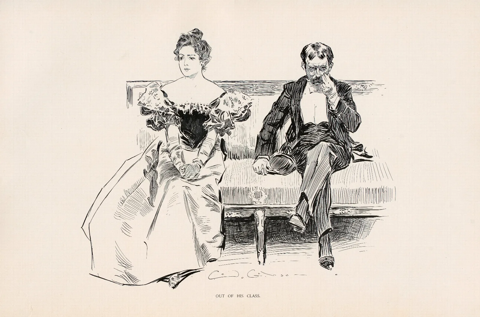 Out Of His Class Wall Art by Charles Dana Gibson - Canvas Print