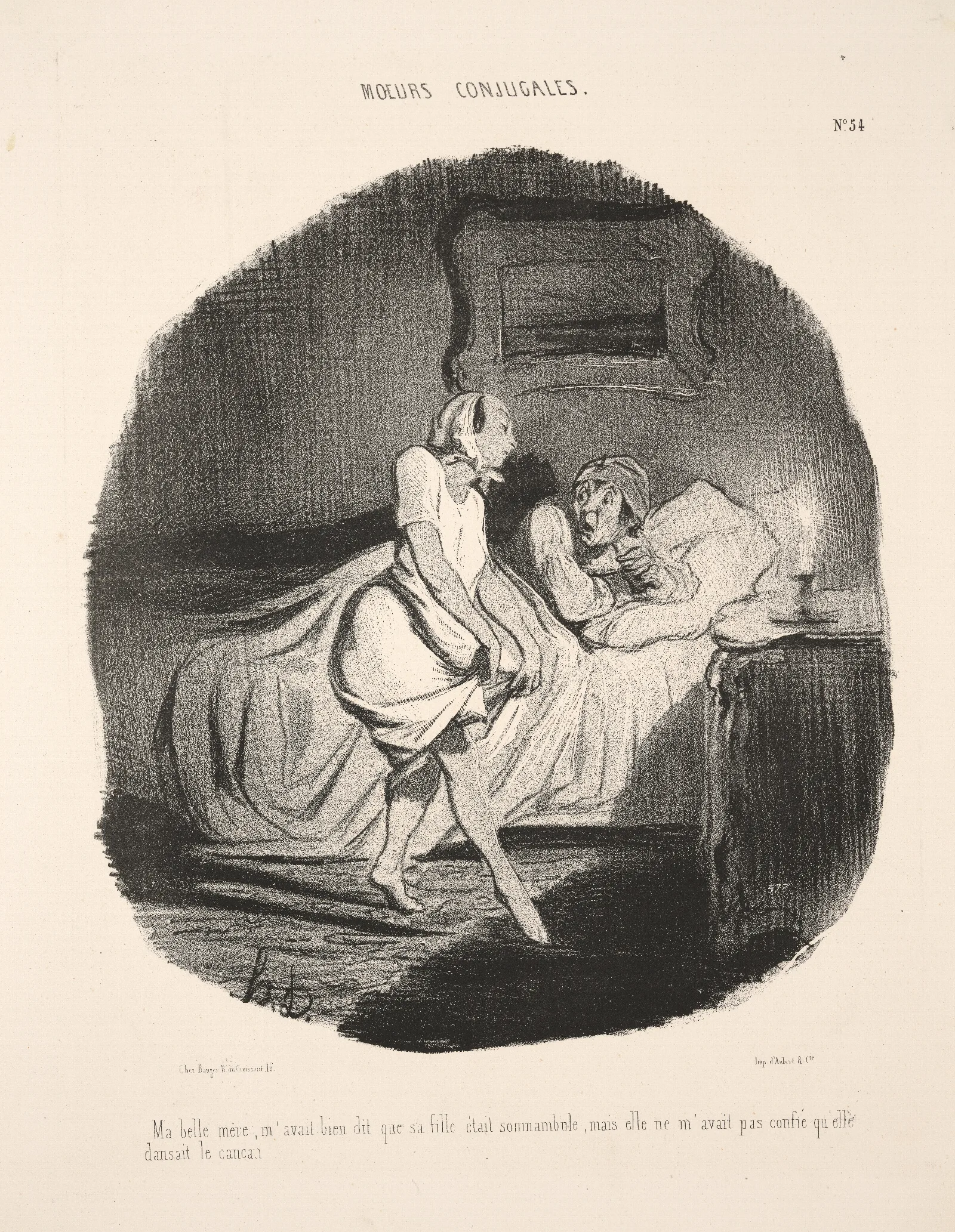My Mother In Law Had Warned Me That Her Daughter Was A Sleep Walker But She Did Not Tell Me She Danced The Cancan Wall Art by Honoré Daumier - Canvas Print
