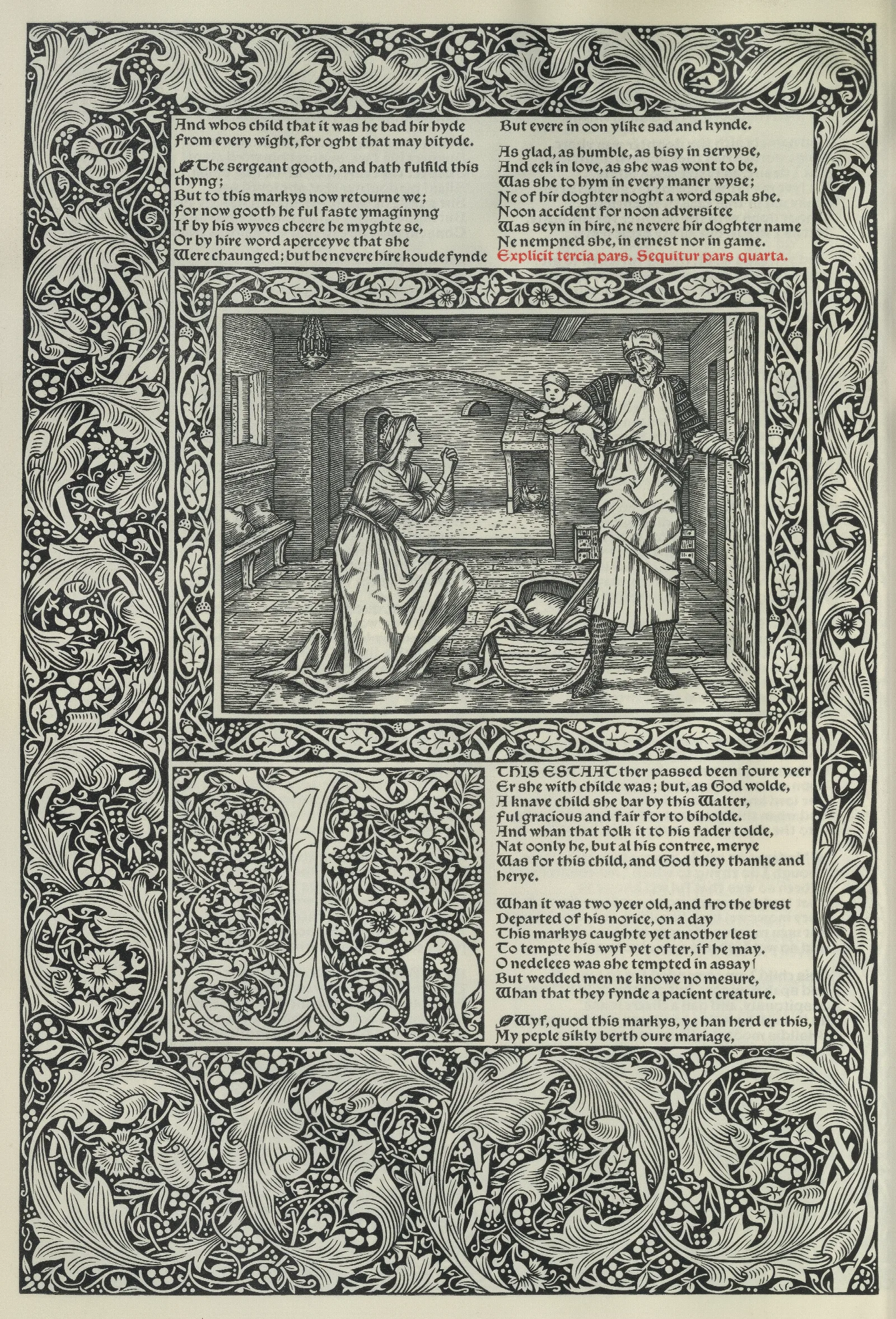 The Works Of Geoffrey Chaucer Pl 18 Wall Art by Sir Edward Coley Burne-Jones - Canvas Print