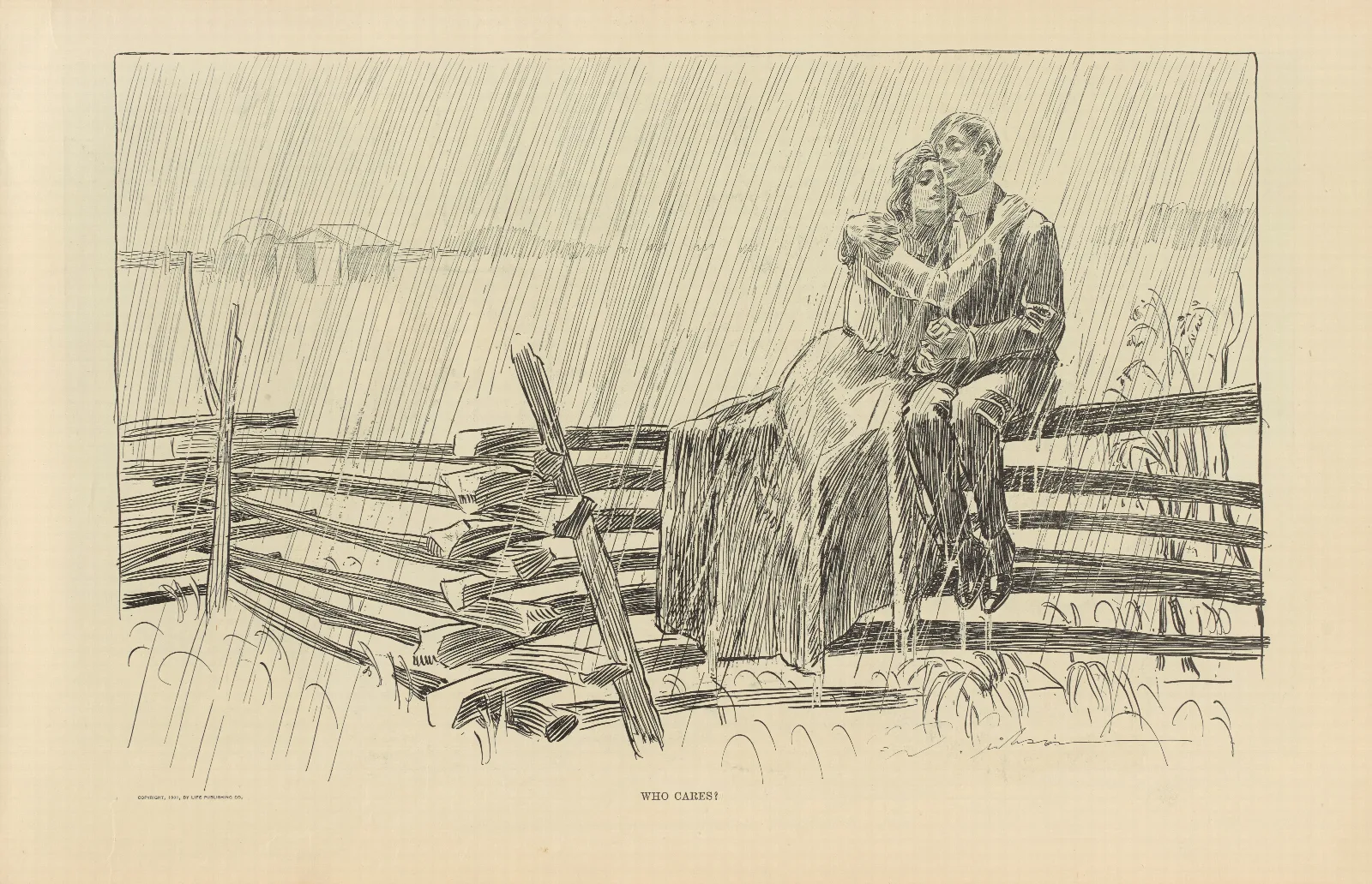 Who Cares Wall Art by Charles Dana Gibson - Canvas Print