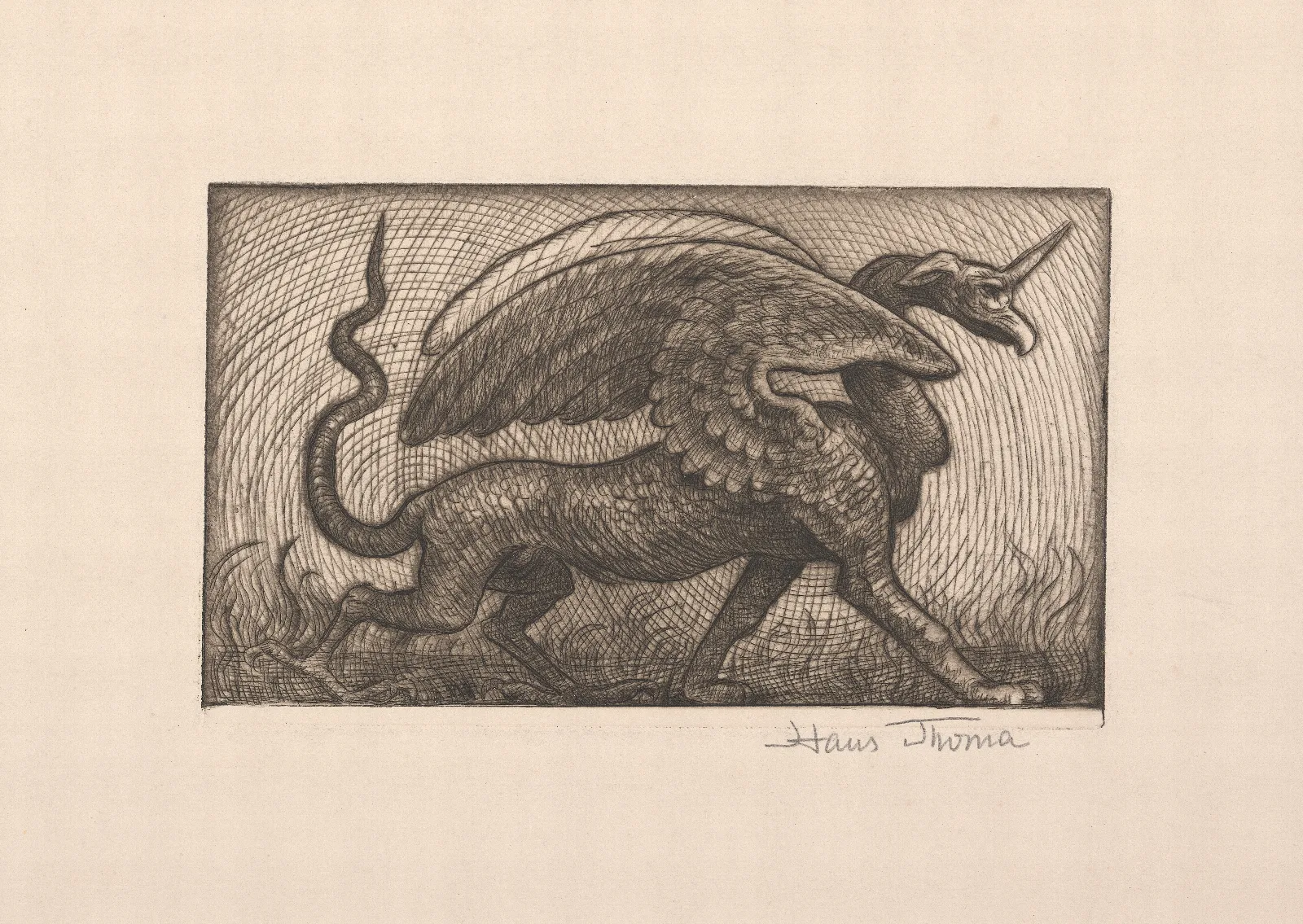 Der Drache The Dragon Wall Art by Hans Thoma - Canvas Print