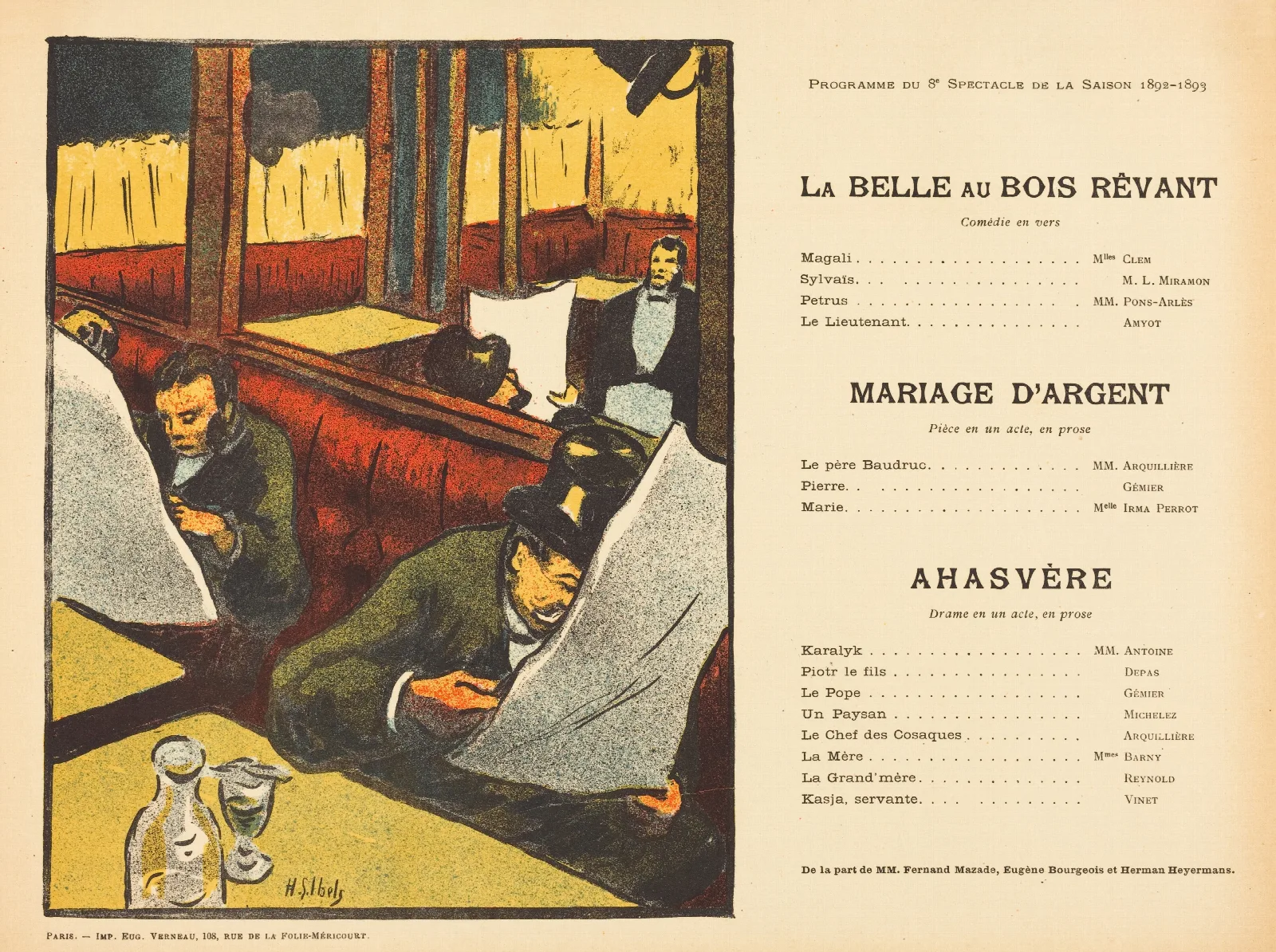 La Belle Au Bois Revant Mariage Dargent Ahasvere 2 Wall Art by Henri-Gabriel Ibels - Canvas Print