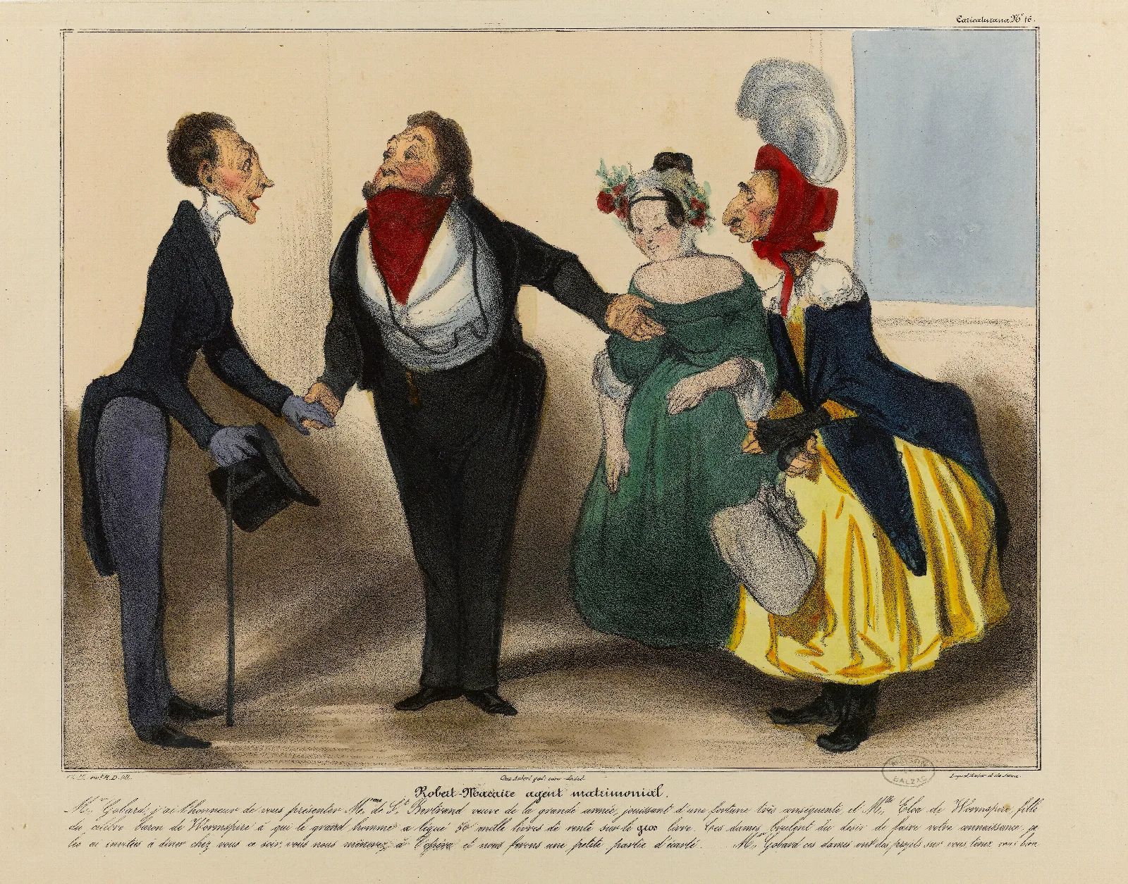 Robert Macaire Agent Matrimonial Wall Art by Honoré Daumier - Canvas Print