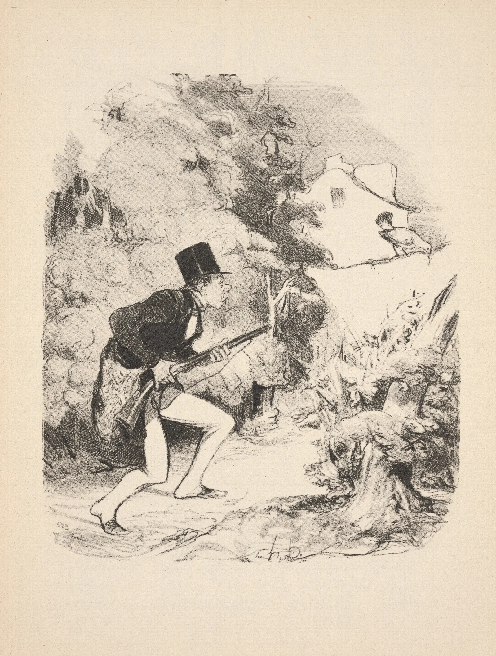 Hunting And Fishing Pl 04 Wall Art by Honoré Daumier - Canvas Print