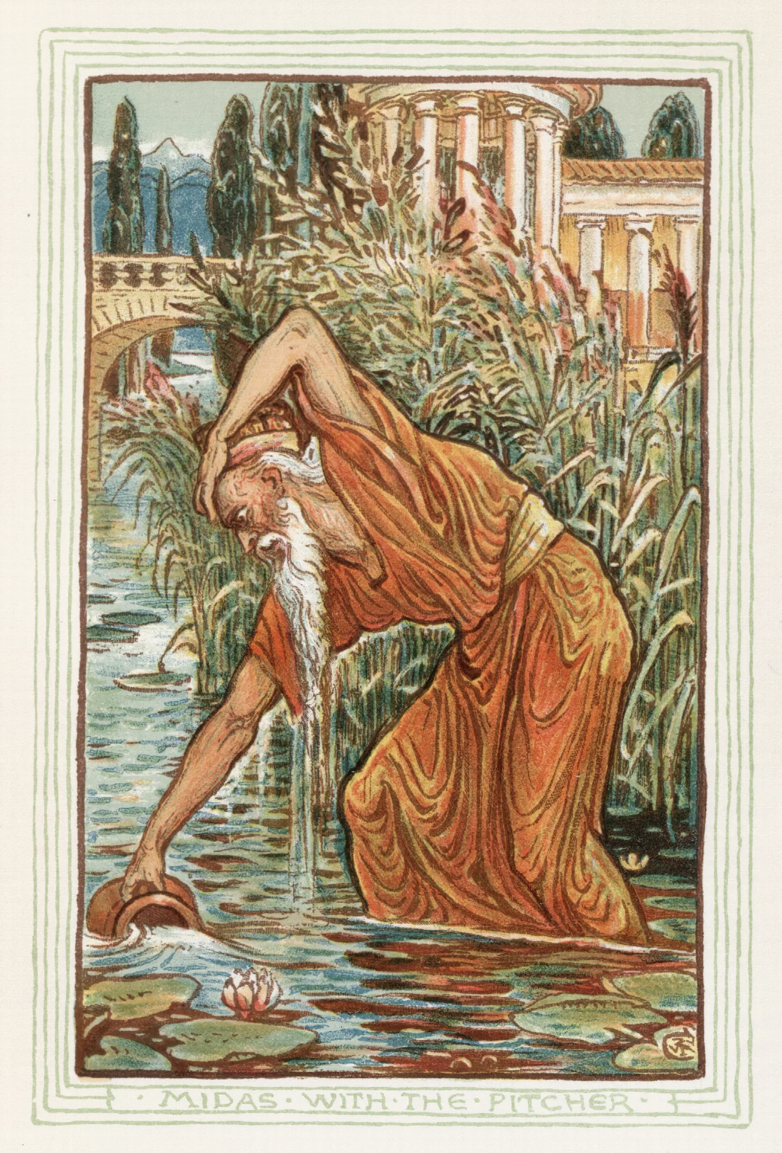 Midas With The Pitcher Wall Art by Walter Crane - Canvas Print