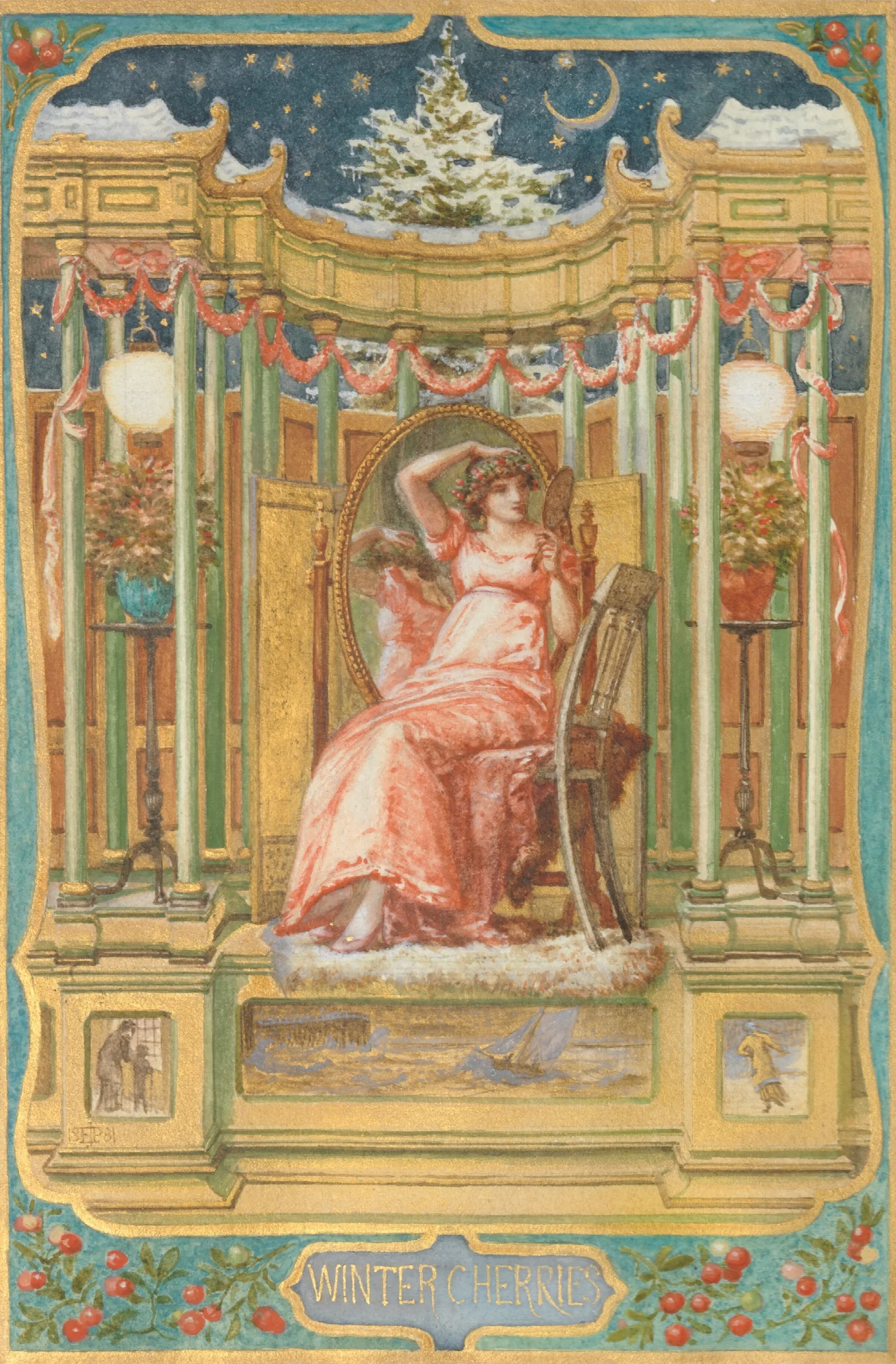 Winter Cherries Wall Art by Edward John Poynter - Canvas Print
