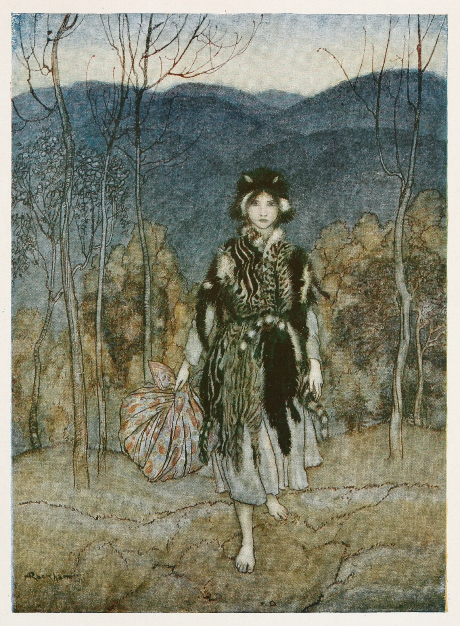 She Went Along And Went Along And Went Along Wall Art by Arthur Rackham - Canvas Print