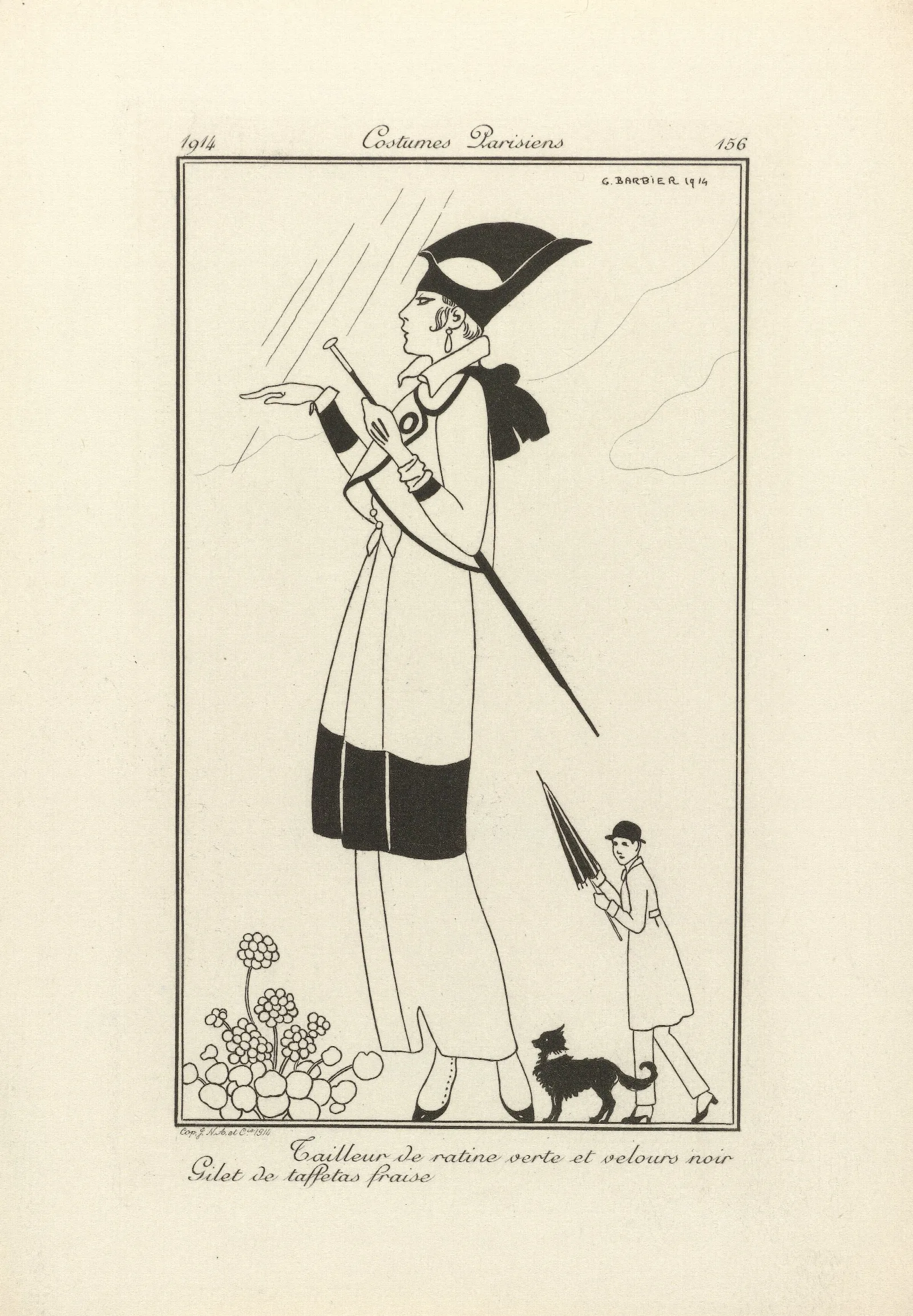 Tailleur De Ratine Verte Et Velours Noir Gilet De Taffetas Fraise Wall Art by George Barbier - Canvas Print