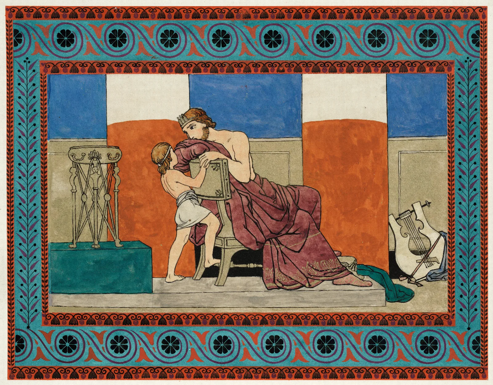 The Boy And The Man Reclining Wall Art by Owen Jones - Canvas Print