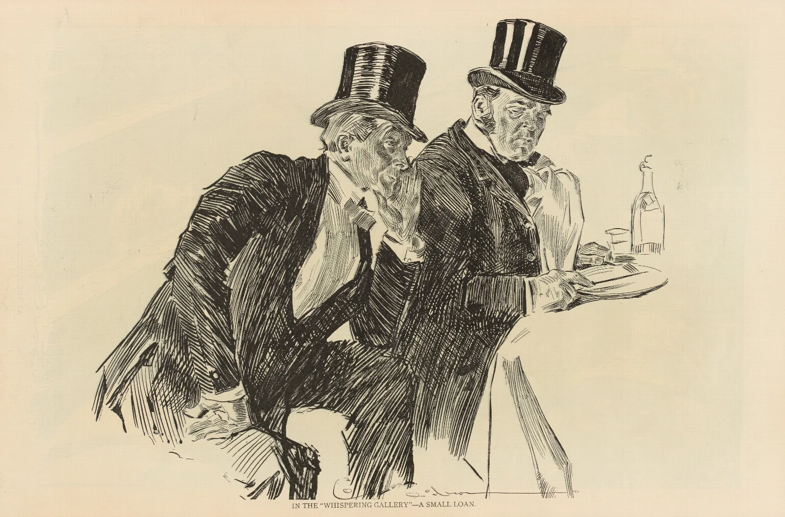 In The Whispering Gallery A Small Loan 2 Wall Art by Charles Dana Gibson - Canvas Print