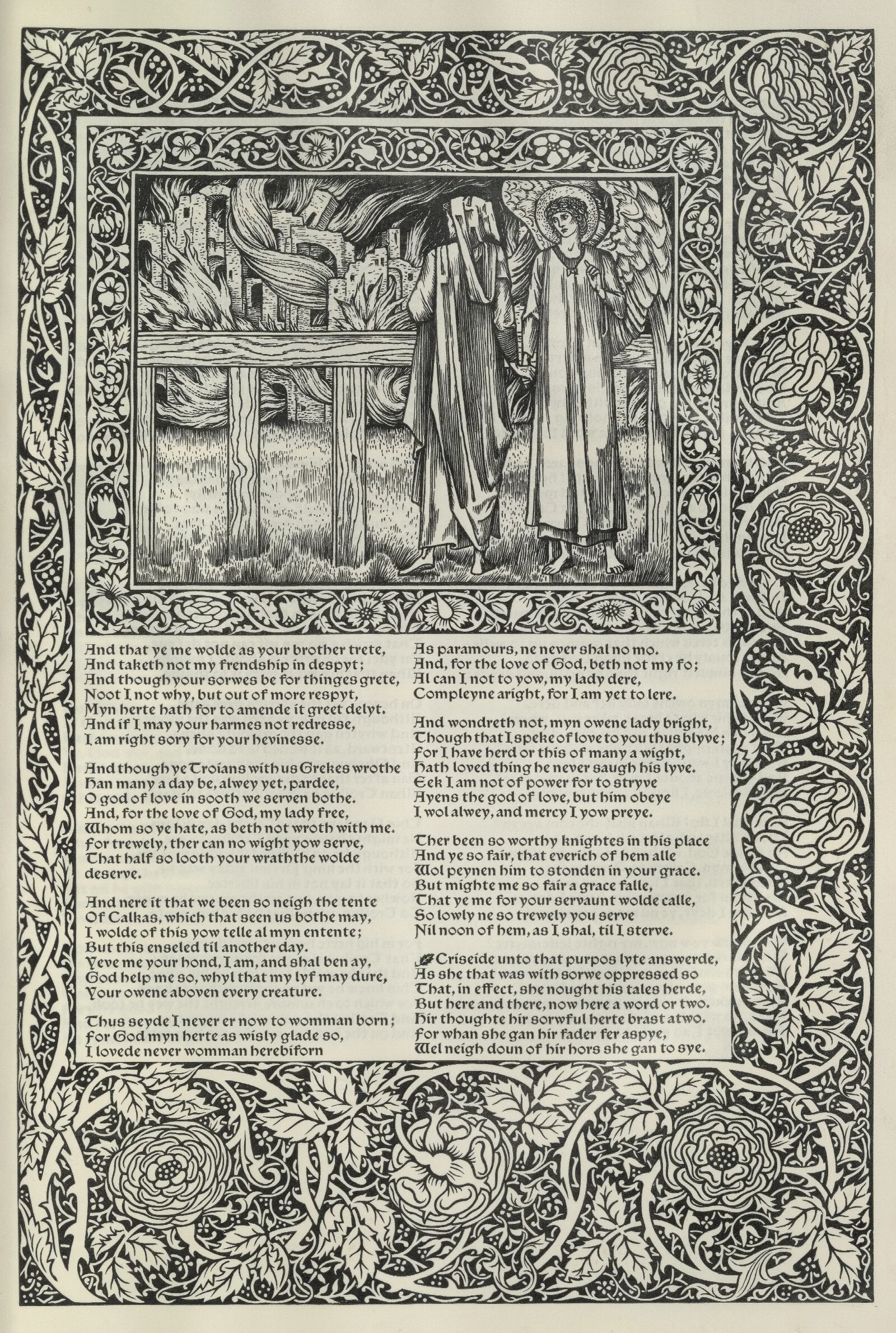 The Works Of Geoffrey Chaucer Pl 87 Wall Art by Sir Edward Coley Burne-Jones - Canvas Print