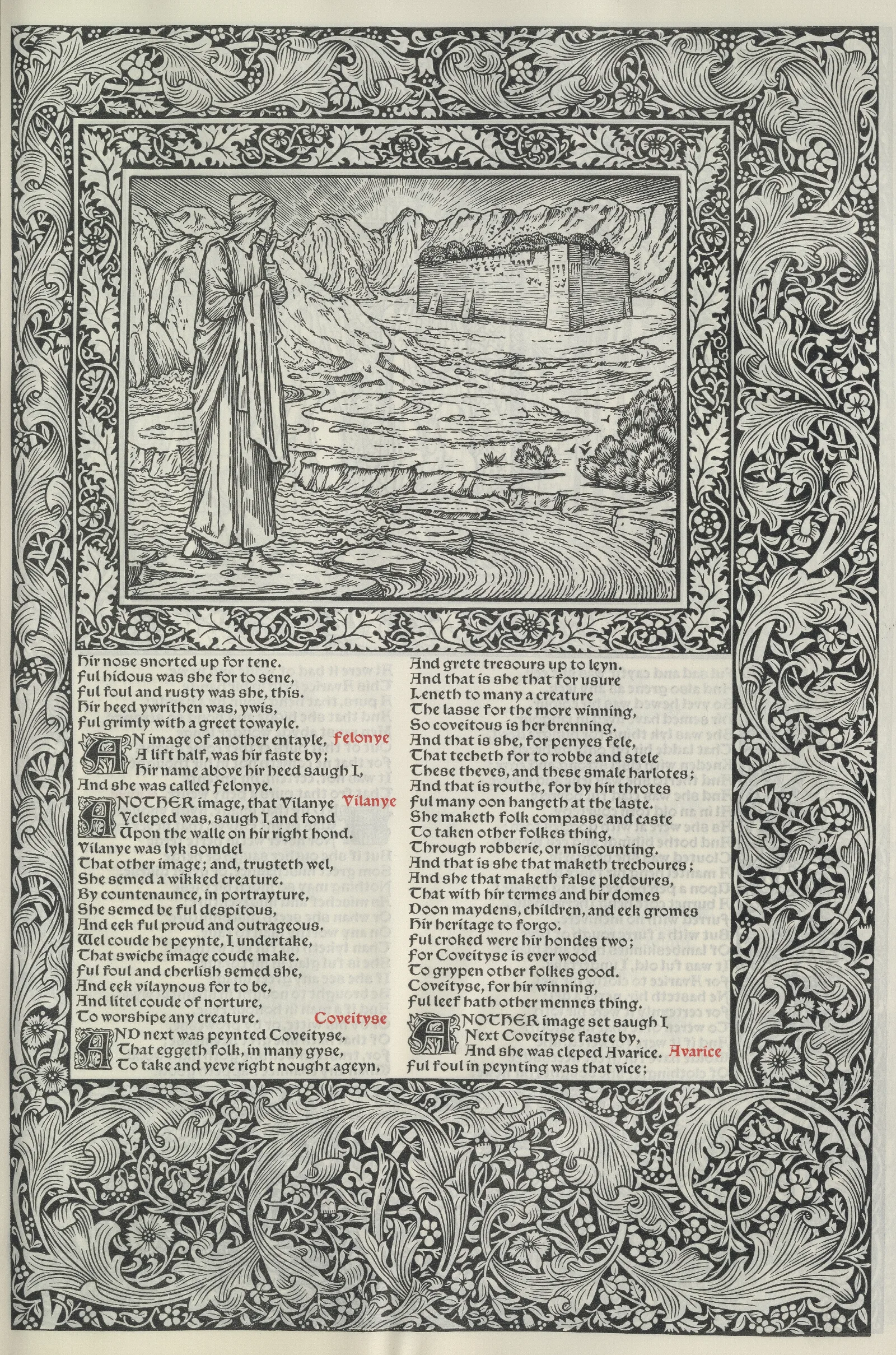 The Works Of Geoffrey Chaucer Pl 33 Wall Art by Sir Edward Coley Burne-Jones - Canvas Print
