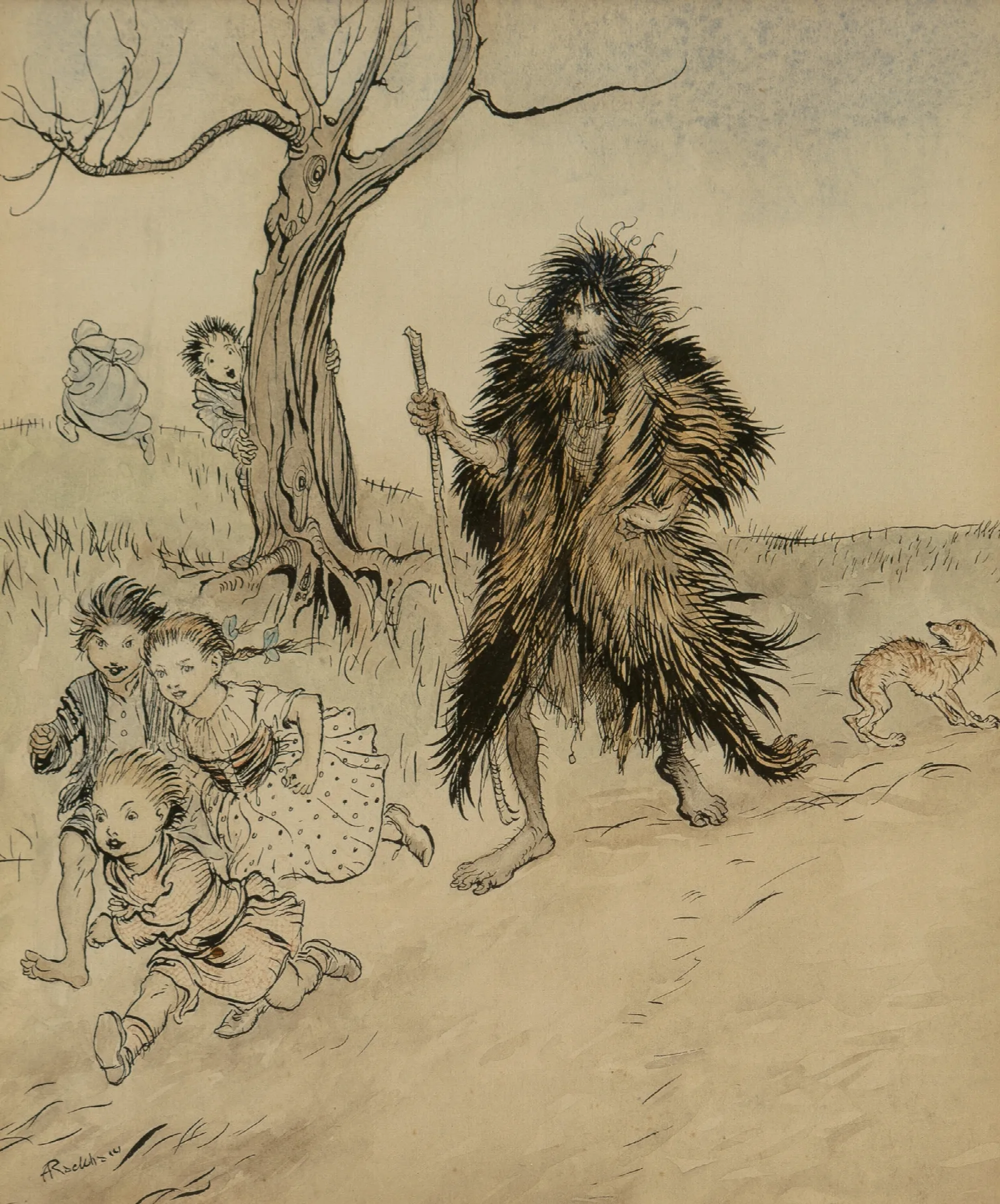 Whoever Saw Him Run Away Wall Art by Arthur Rackham - Canvas Print