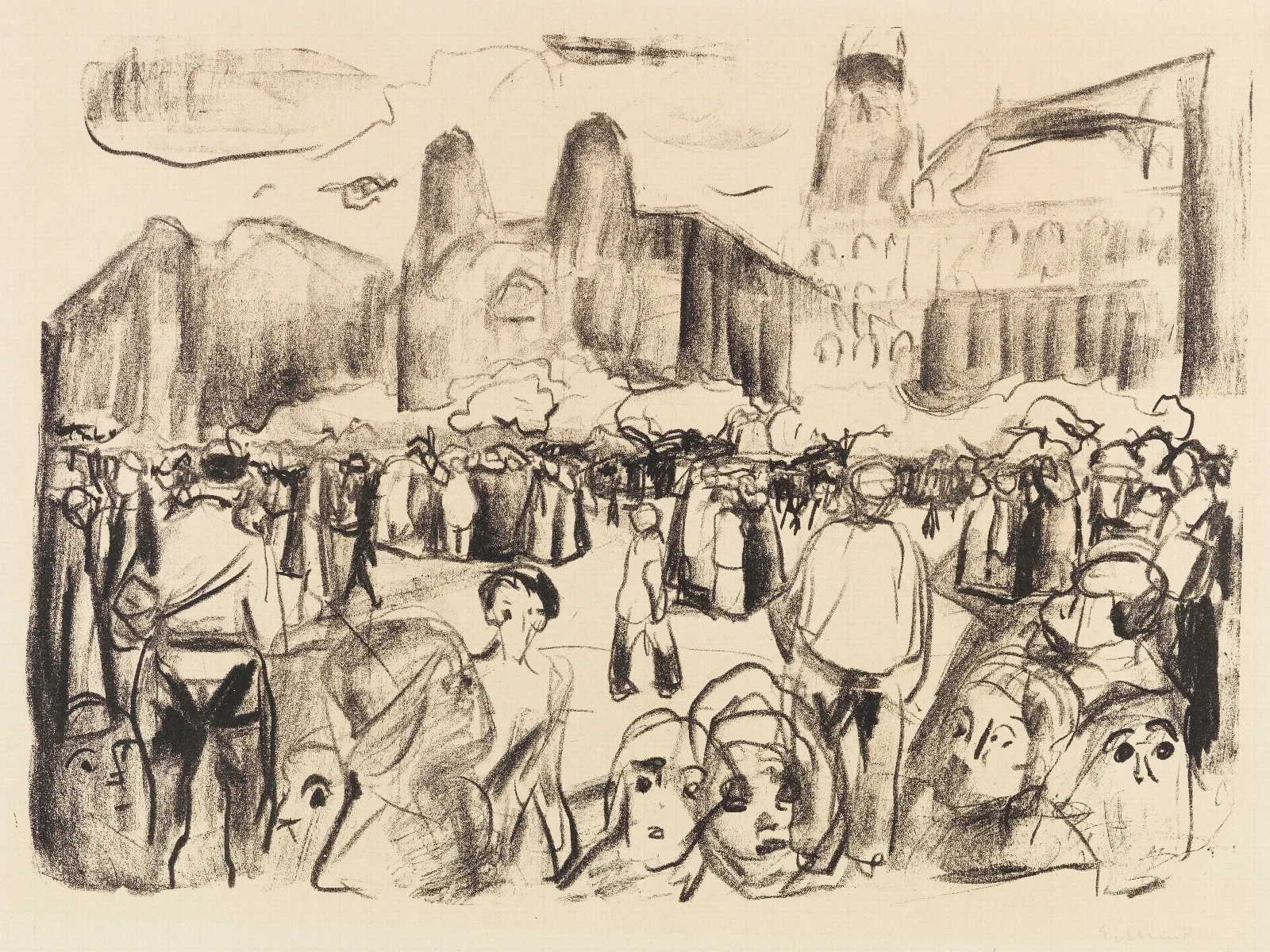 Frankfurter Bahnhofsplatz Under Rathenaus Likferd Wall Art by Edvard Munch - Canvas Print
