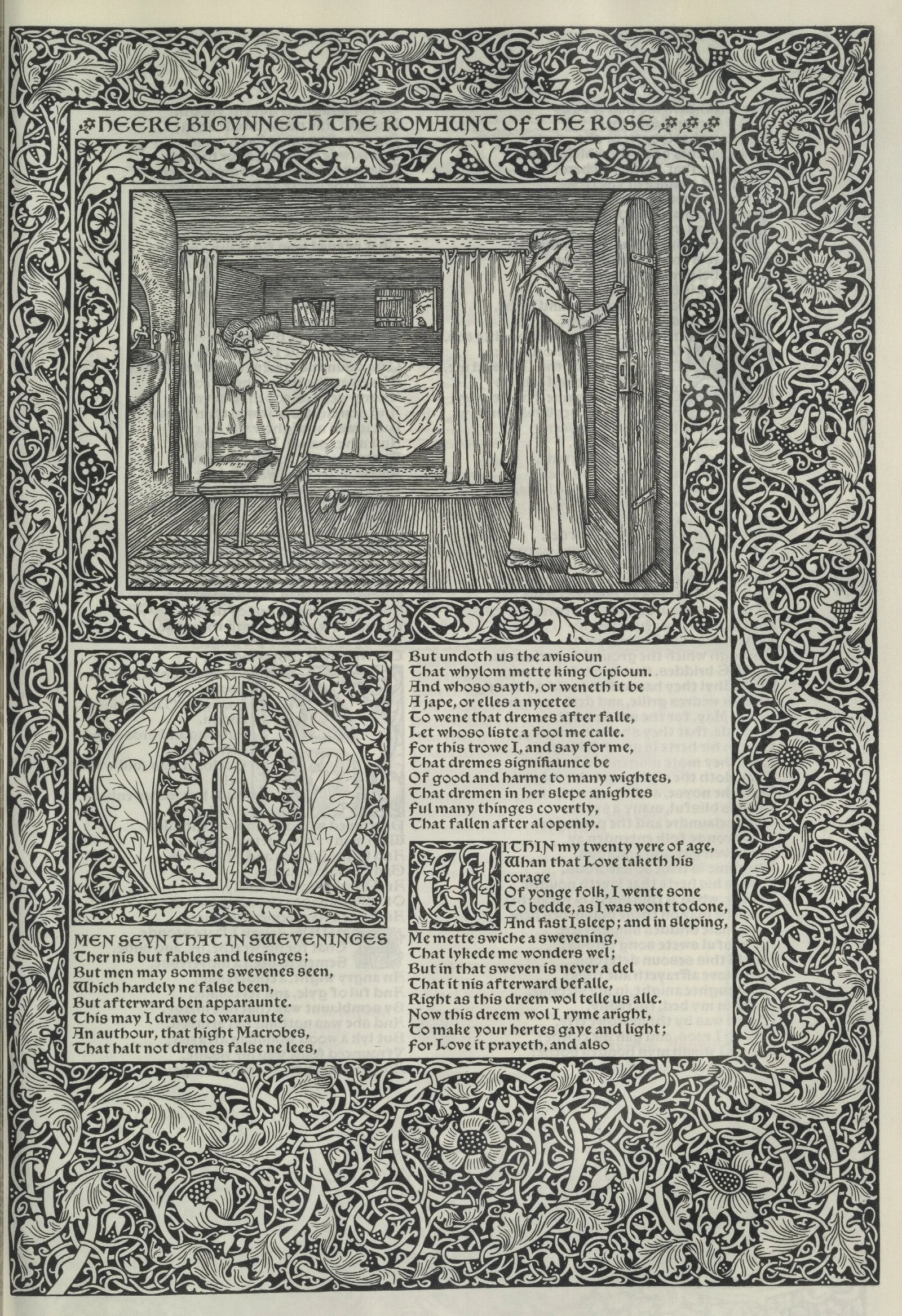 The Works Of Geoffrey Chaucer Pl 32 Wall Art by Sir Edward Coley Burne-Jones - Canvas Print