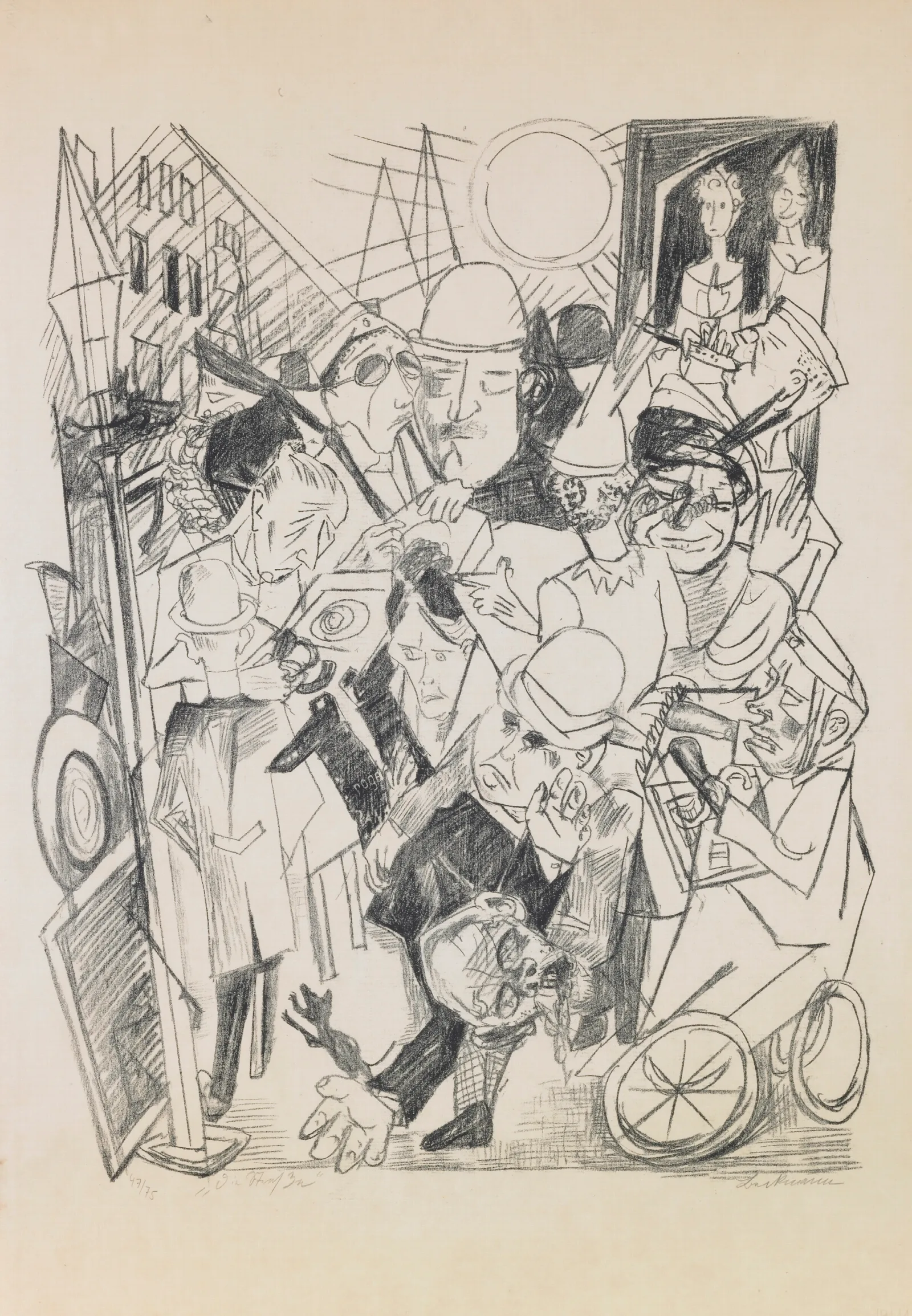 Plate 3 The Street Wall Art by Max Beckmann - Canvas Print
